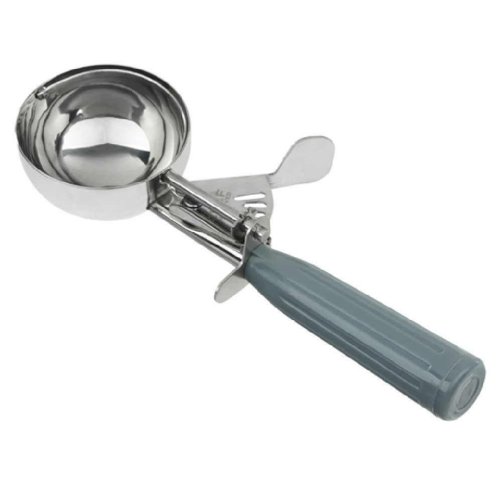 4.33 Oz Stainless Steel Disher Thumb Press Scoop with Gray Handle