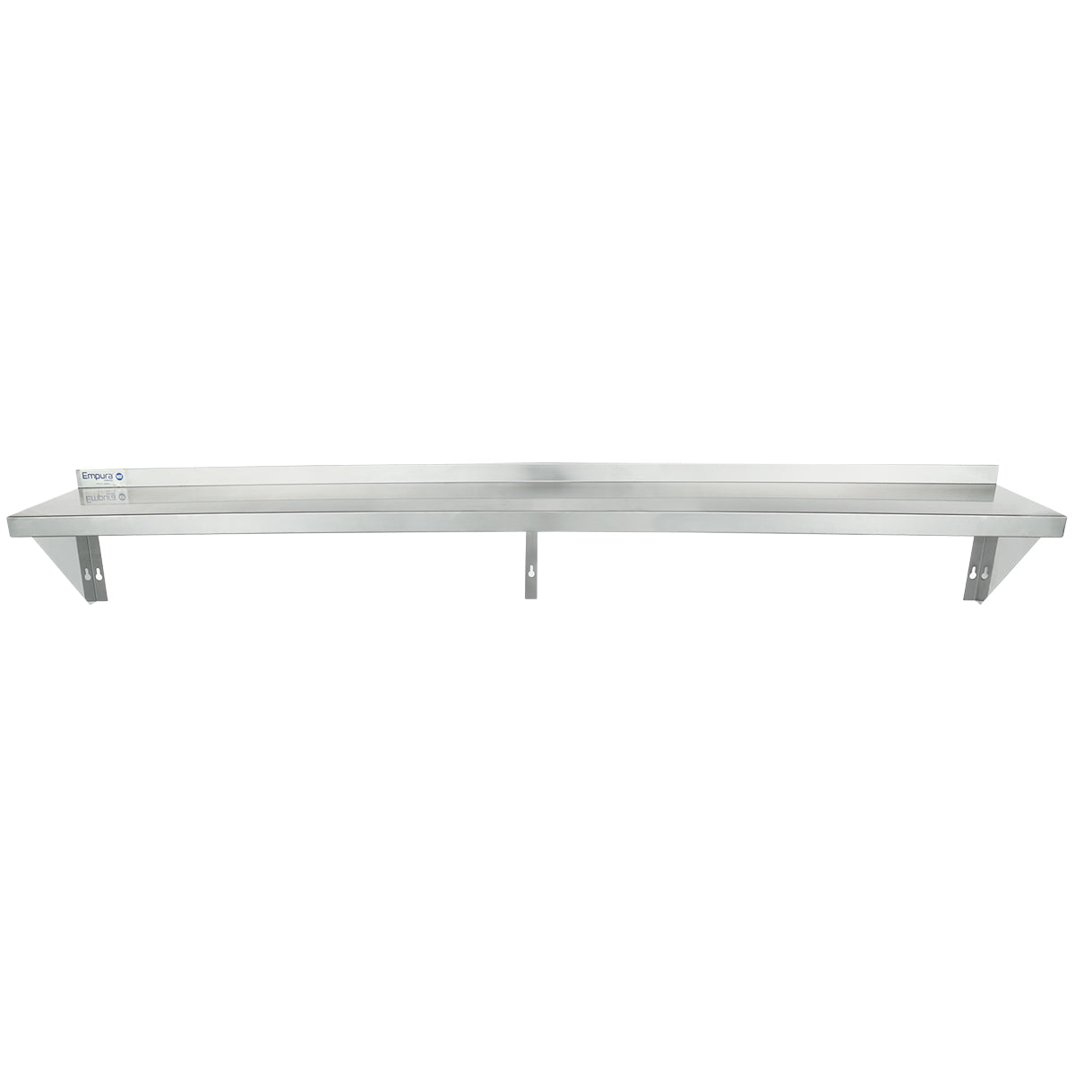 72" x 12" 18 Gauge Stainless Steel Standard Duty Wall Shelf, NSF Shelving, Wall Mounted Empura