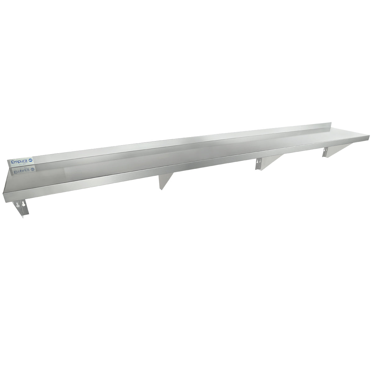 84" x 12" 18 Gauge Stainless Steel Standard Duty Wall Shelf, NSF Shelving, Wall Mounted Empura