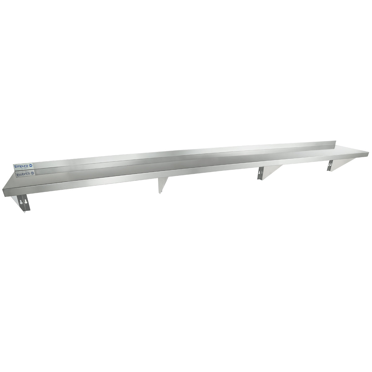 96" x 12" 18 Gauge Stainless Steel Standard Duty Wall Shelf, NSF Shelving, Wall Mounted Empura