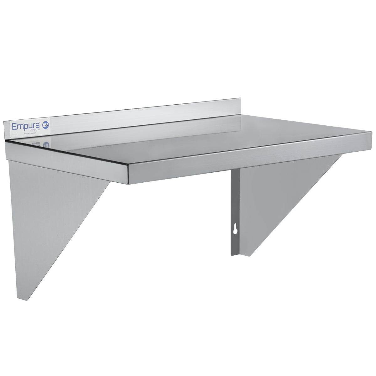 24" x 15" 18 Gauge Stainless Steel Standard Duty Wall Shelf, NSF Shelving, Wall Mounted Empura