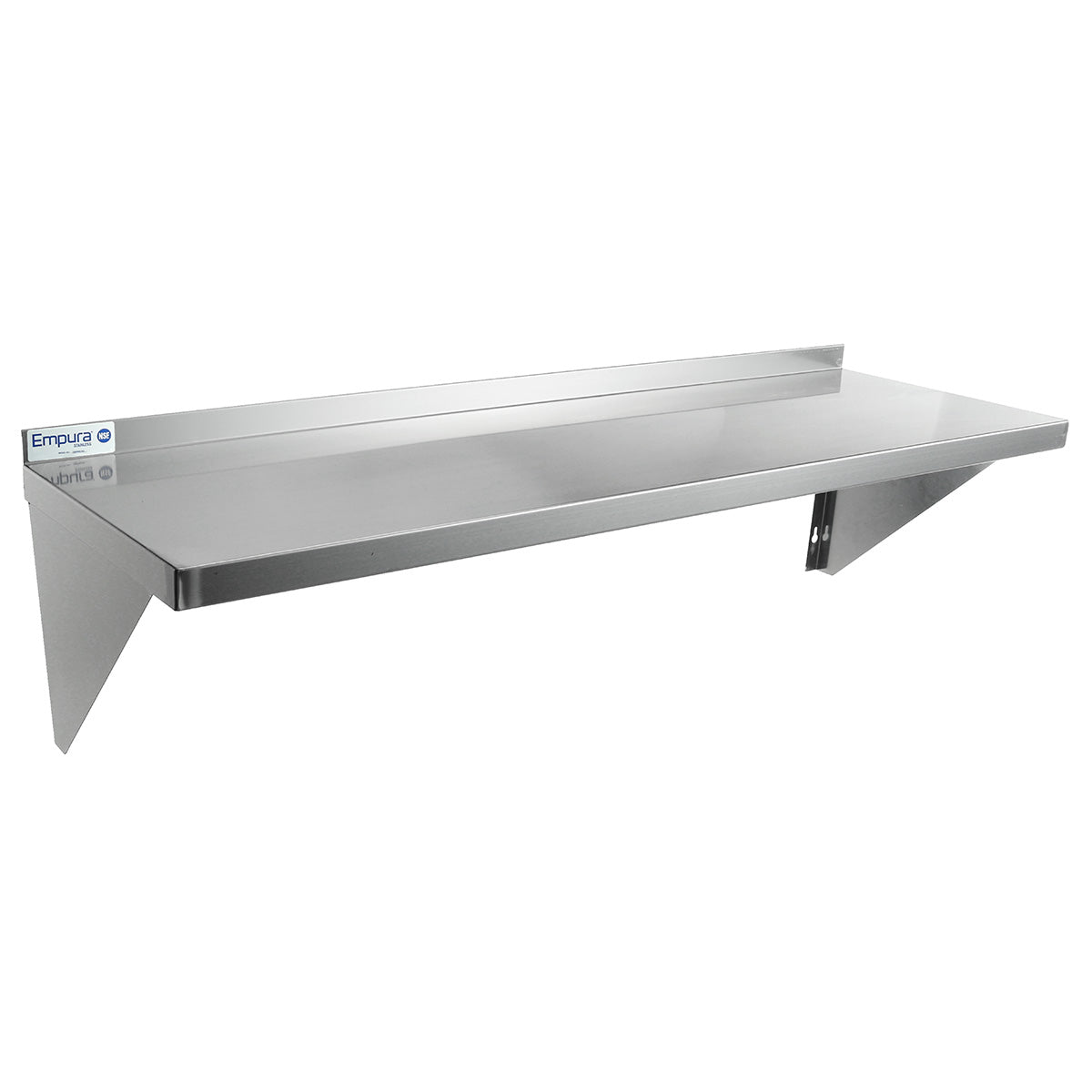48" x 15" 18 Gauge Stainless Steel Standard Duty Wall Shelf, NSF Shelving, Wall Mounted Empura