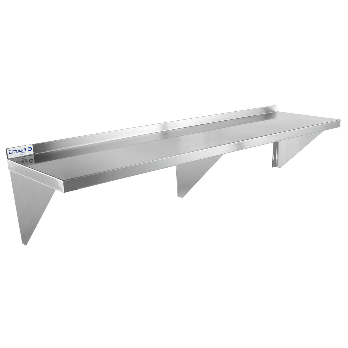 60" x 15" 18 Gauge Stainless Steel Standard Duty Wall Shelf, NSF Shelving, Wall Mounted Empura