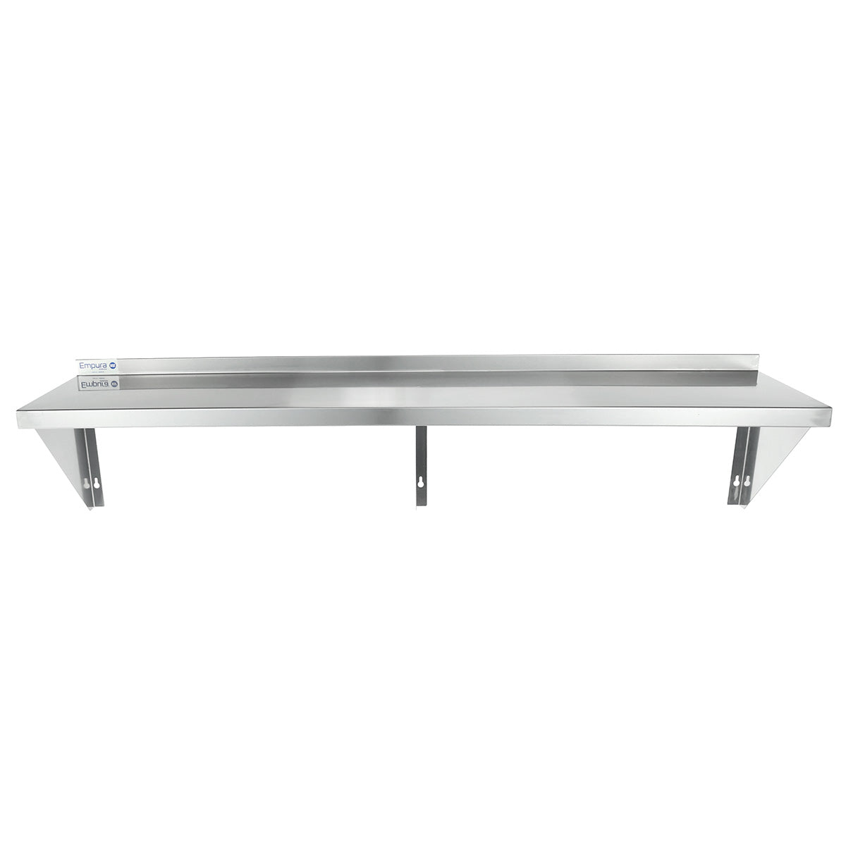 60" x 15" 18 Gauge Stainless Steel Standard Duty Wall Shelf, NSF Shelving, Wall Mounted Empura
