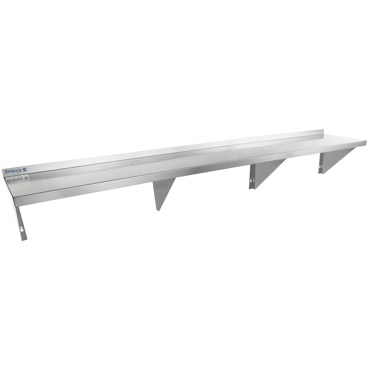 84" x 15" 18 Gauge Stainless Steel Standard Duty Wall Shelf, NSF Shelving, Wall Mounted Empura