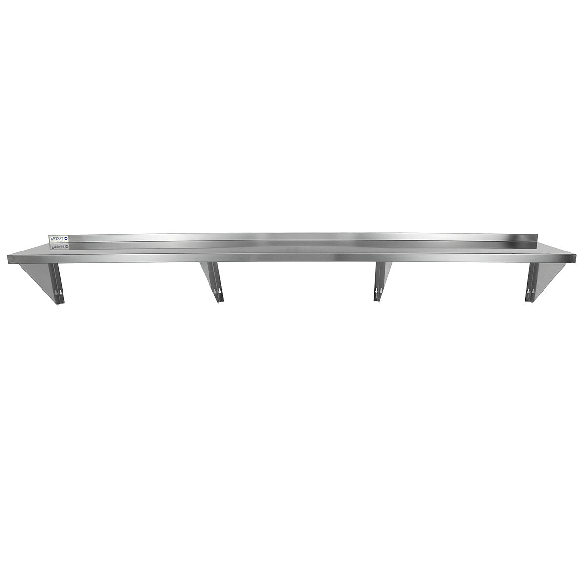 96" x 15" 18 Gauge Stainless Steel Standard Duty Wall Shelf, NSF Shelving, Wall Mounted Empura