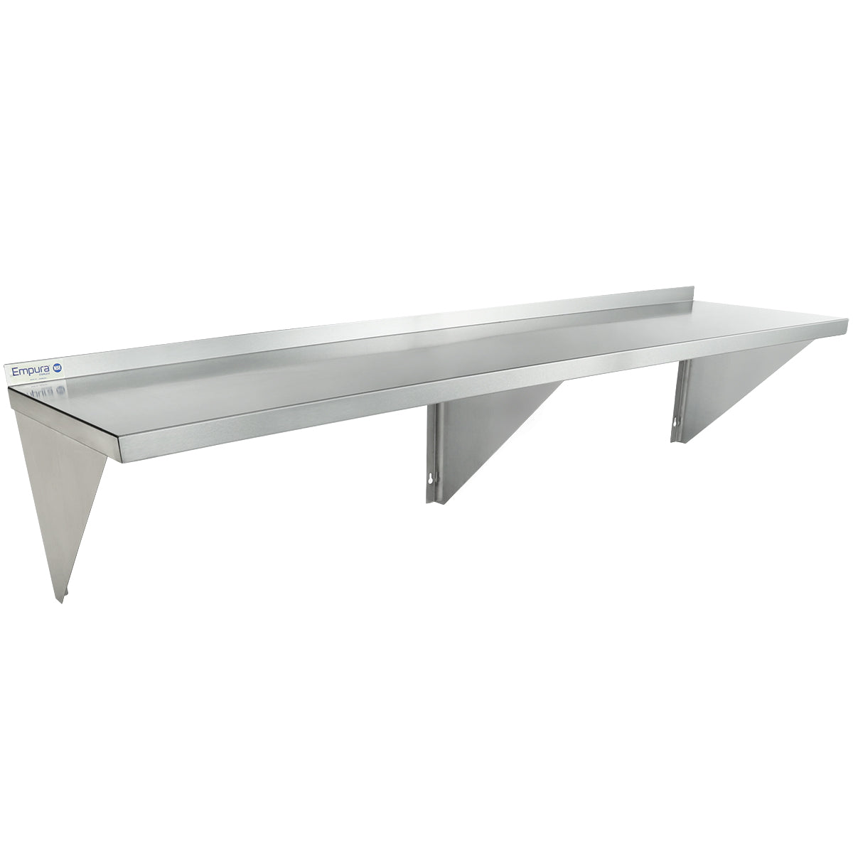 72" x 18" 16 Gauge Stainless Steel Heavy Duty Wall Shelf, NSF Shelving, Wall Mounted Empura
