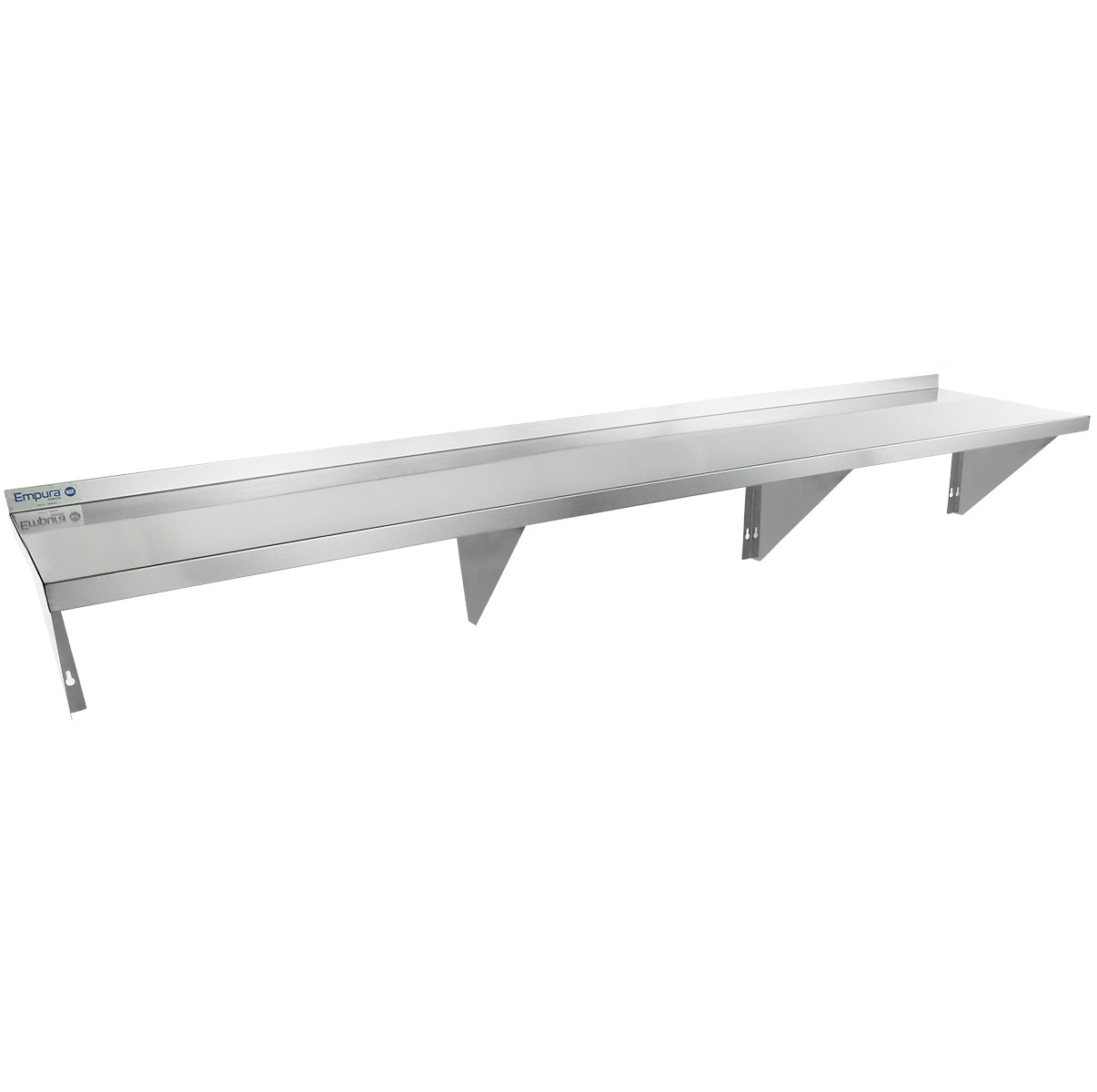 84" x 18" 16 Gauge Stainless Steel Heavy Duty Wall Shelf, NSF Shelving, Wall Mounted Empura