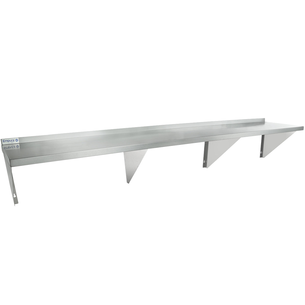 96" x 18" 16 Gauge Stainless Steel Heavy Duty Wall Shelf, NSF Shelving, Wall Mounted Empura