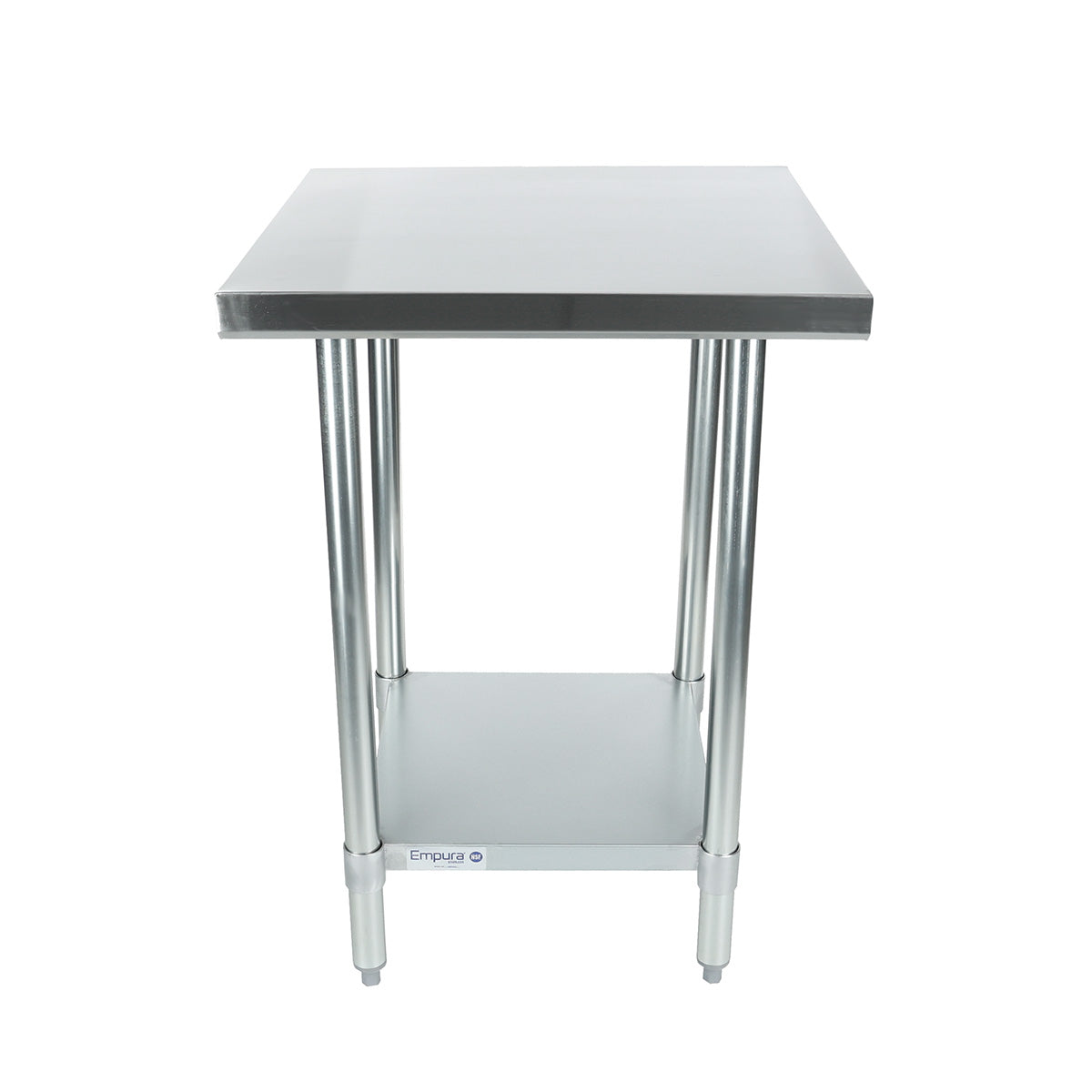 24" x 24" Economy Duty Work Table 18 Gauge 430 Stainless Steel with Galvanized Legs and Undershelf, NSF Work Table, 24" - 27", Stainless Steel Top Empura