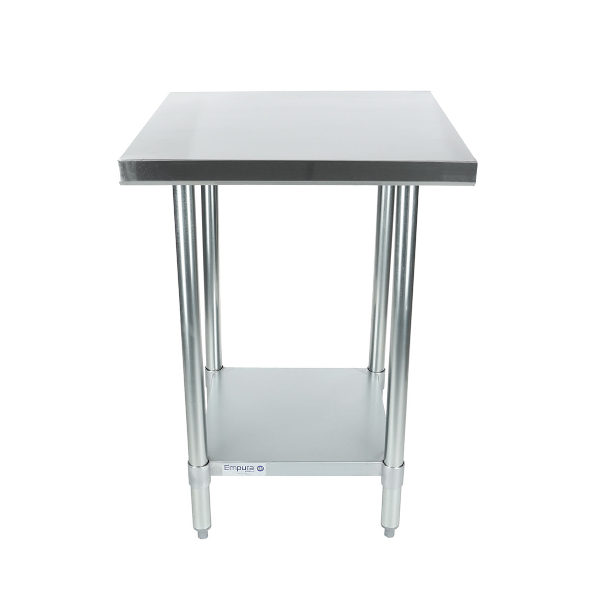 Empura 24" x 24" 18-Gauge 430 Stainless Steel Commercial Work Table with Flat Top Galvanized Legs and Undershelf