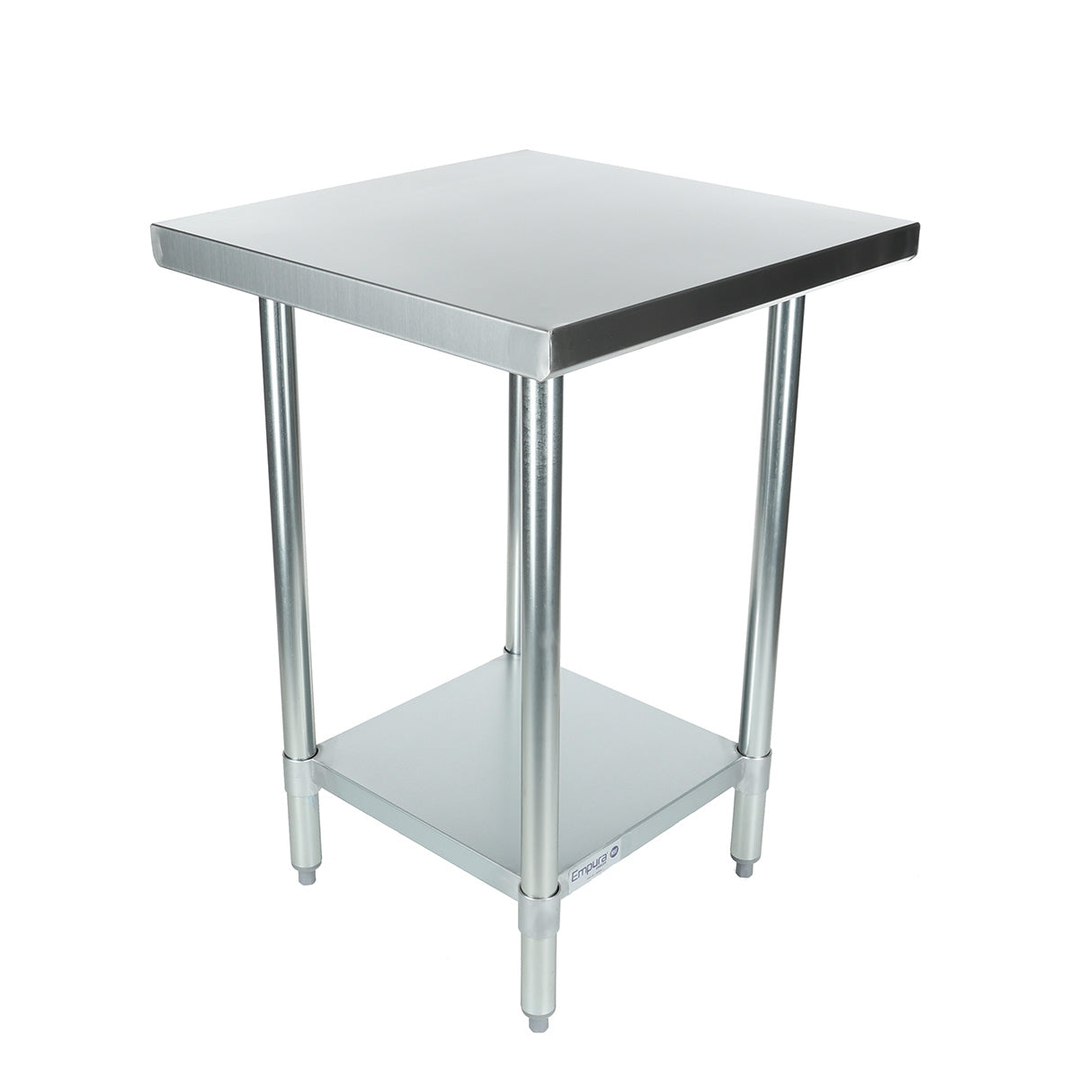 Empura 24" x 24" 18-Gauge 430 Stainless Steel Commercial Work Table with Flat Top Galvanized Legs and Undershelf