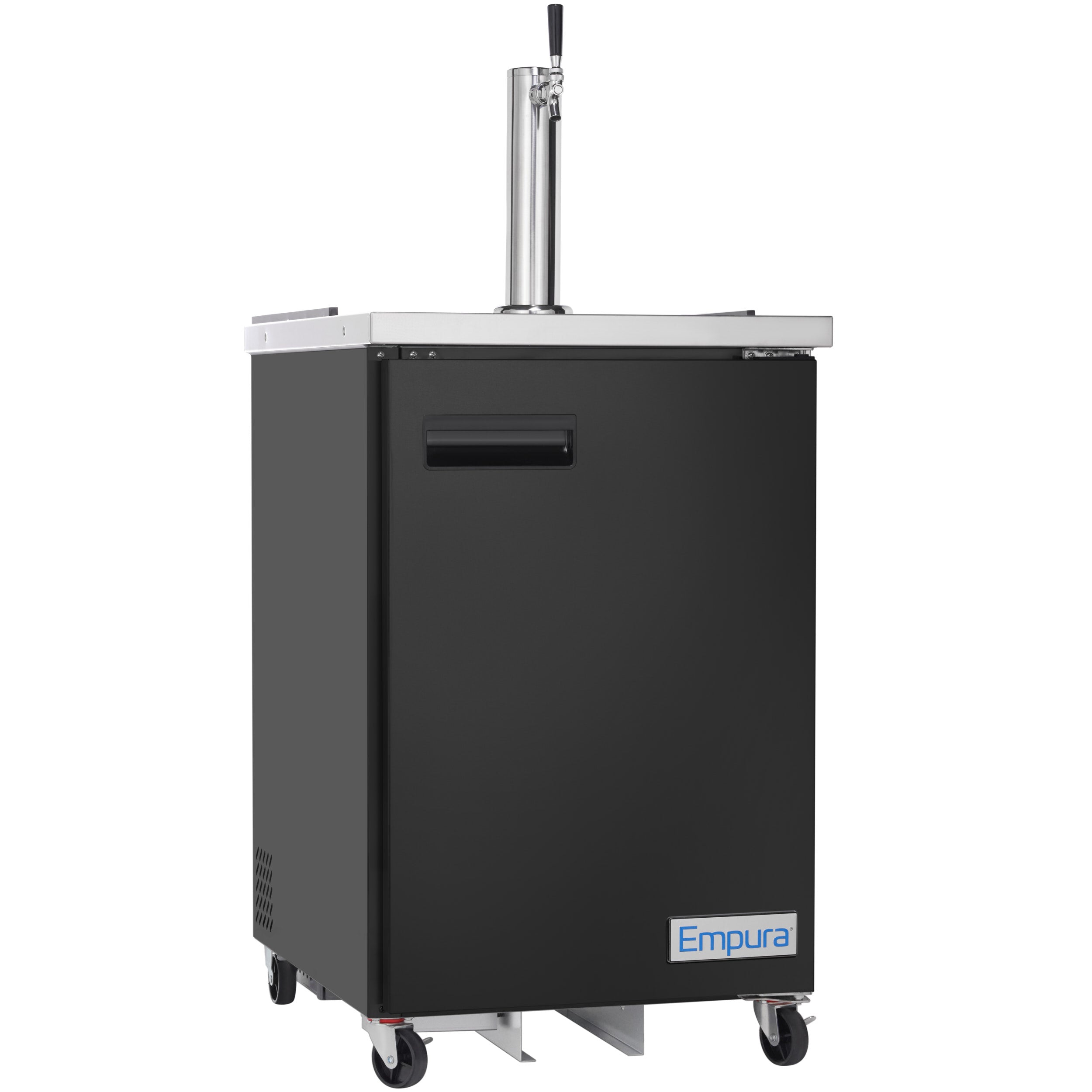 24" Single Tap Commercial Kegerator Beer Dispenser - Black Powder-Coated Steel, Holds (1) 1/2 Keg