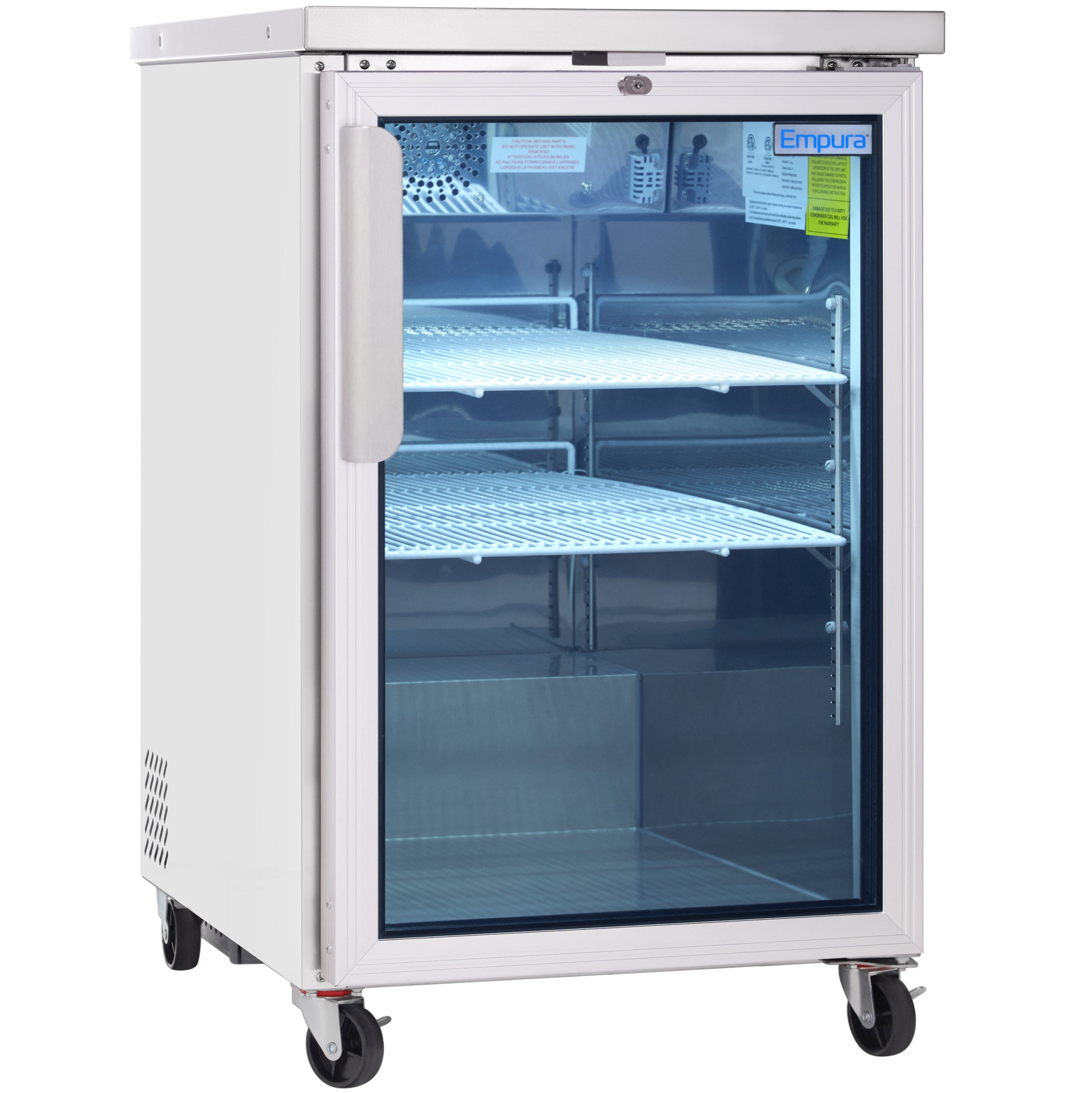 24" x 30" Swing Glass Door Stainless Steel Commercial Back Bar Refrigerator