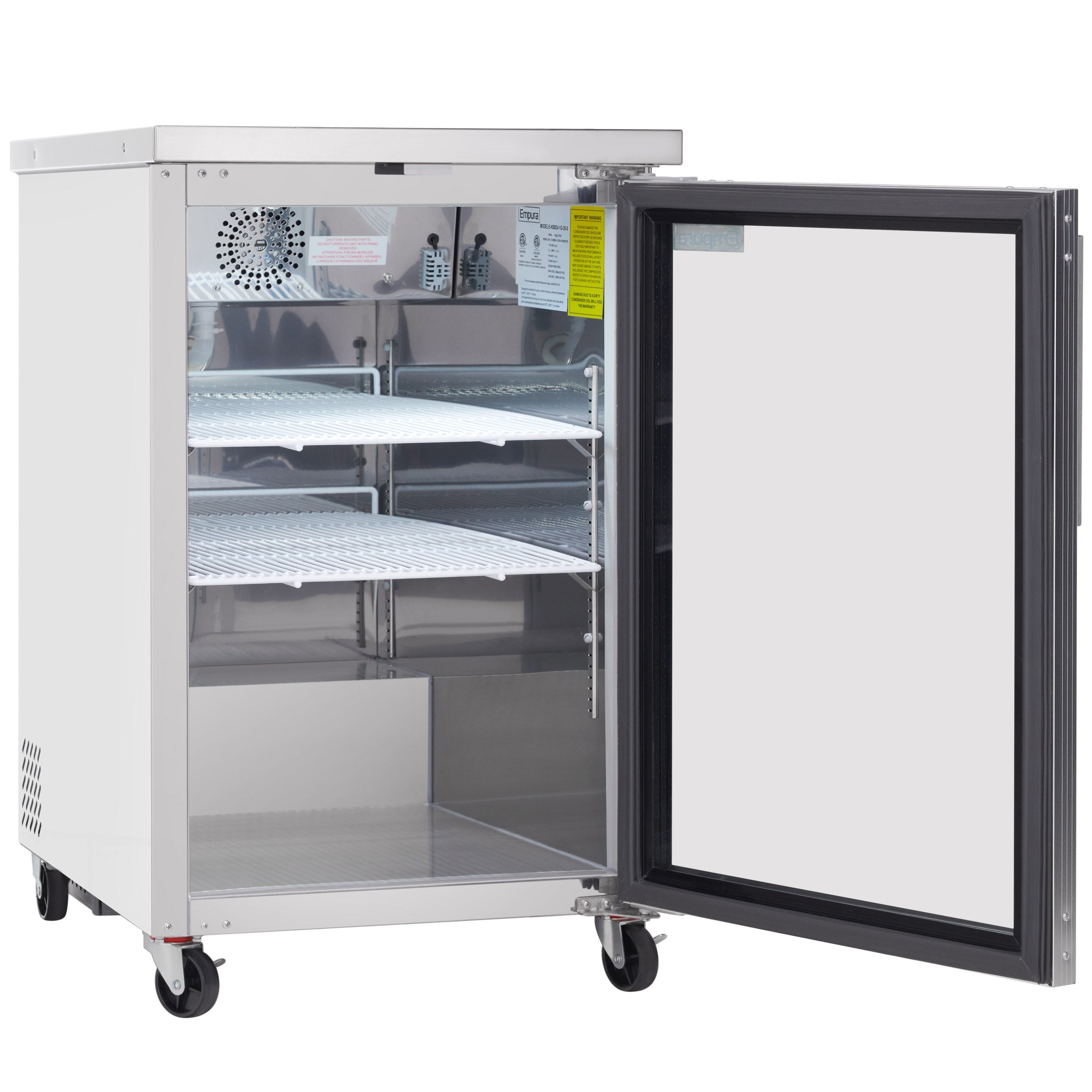 24" x 30" Swing Glass Door Stainless Steel Commercial Back Bar Refrigerator