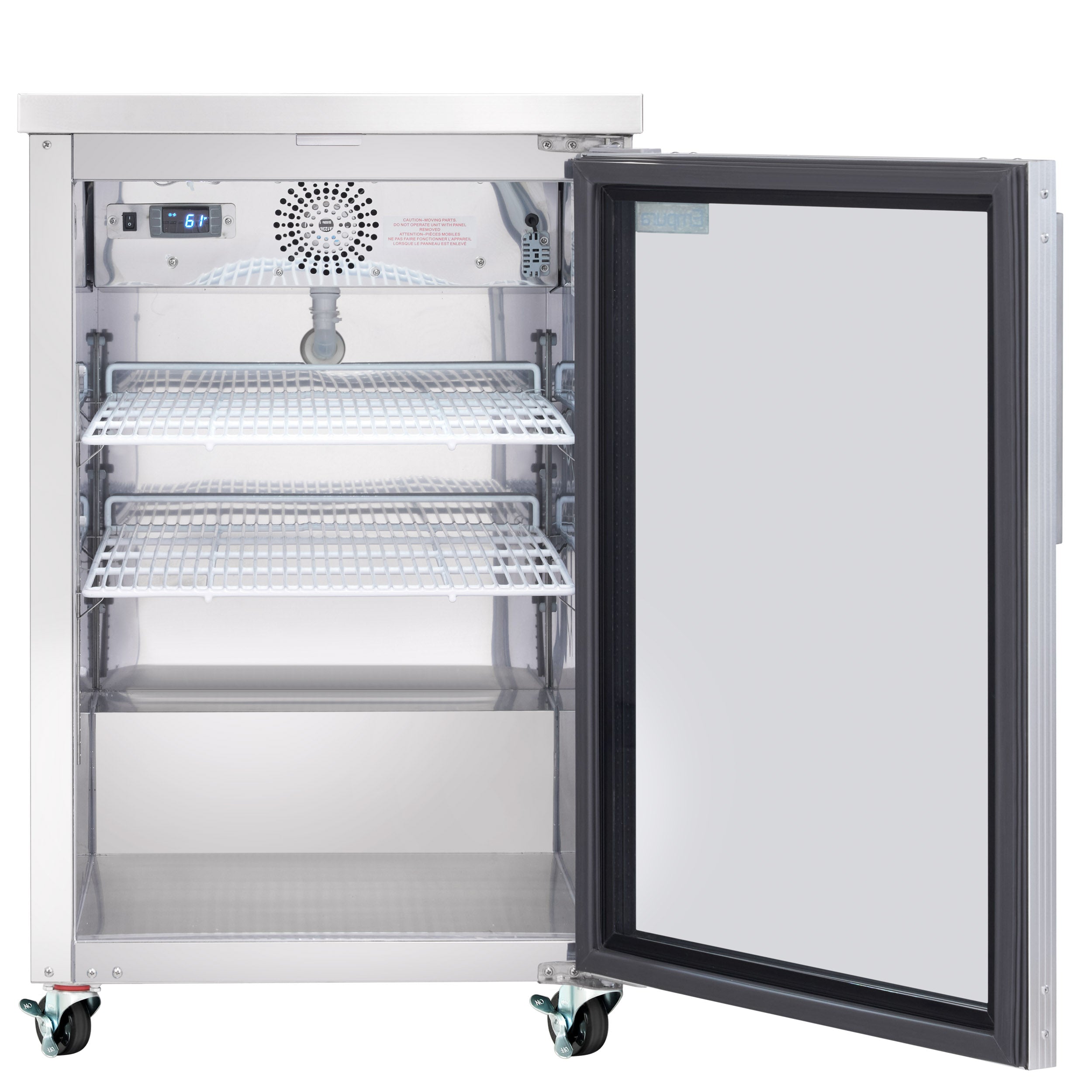 24" x 30" Swing Glass Door Stainless Steel Commercial Back Bar Refrigerator