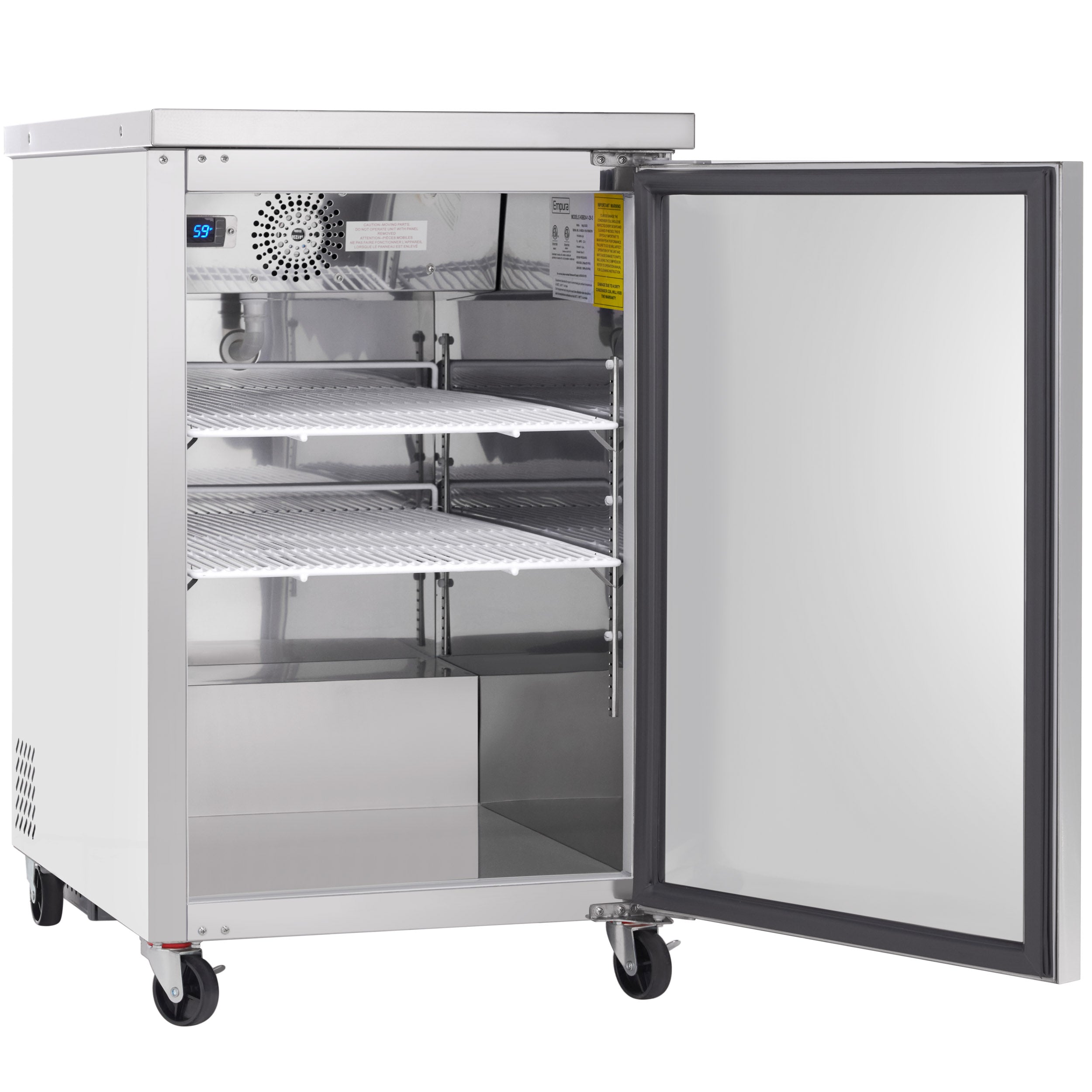 24" x 32" Swing Solid Door Stainless Steel Commercial Back Bar Refrigerator