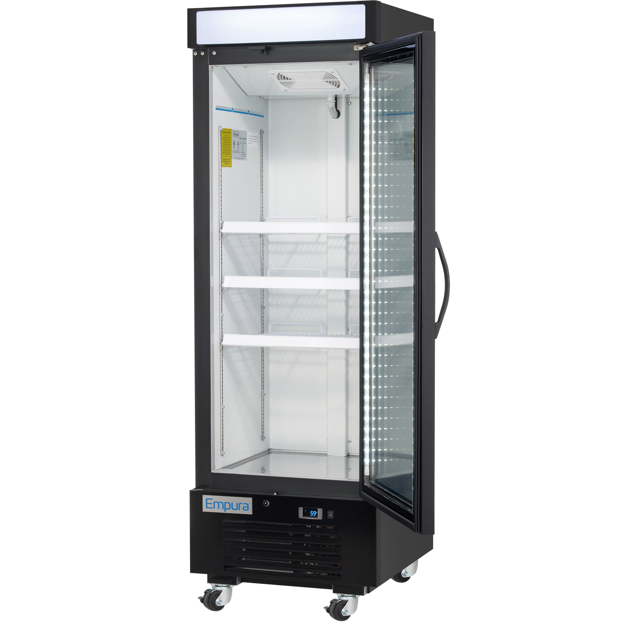 25" Black Swing Commercial Glass Door Merchandiser Freezer with ClearKeeper™ Glass