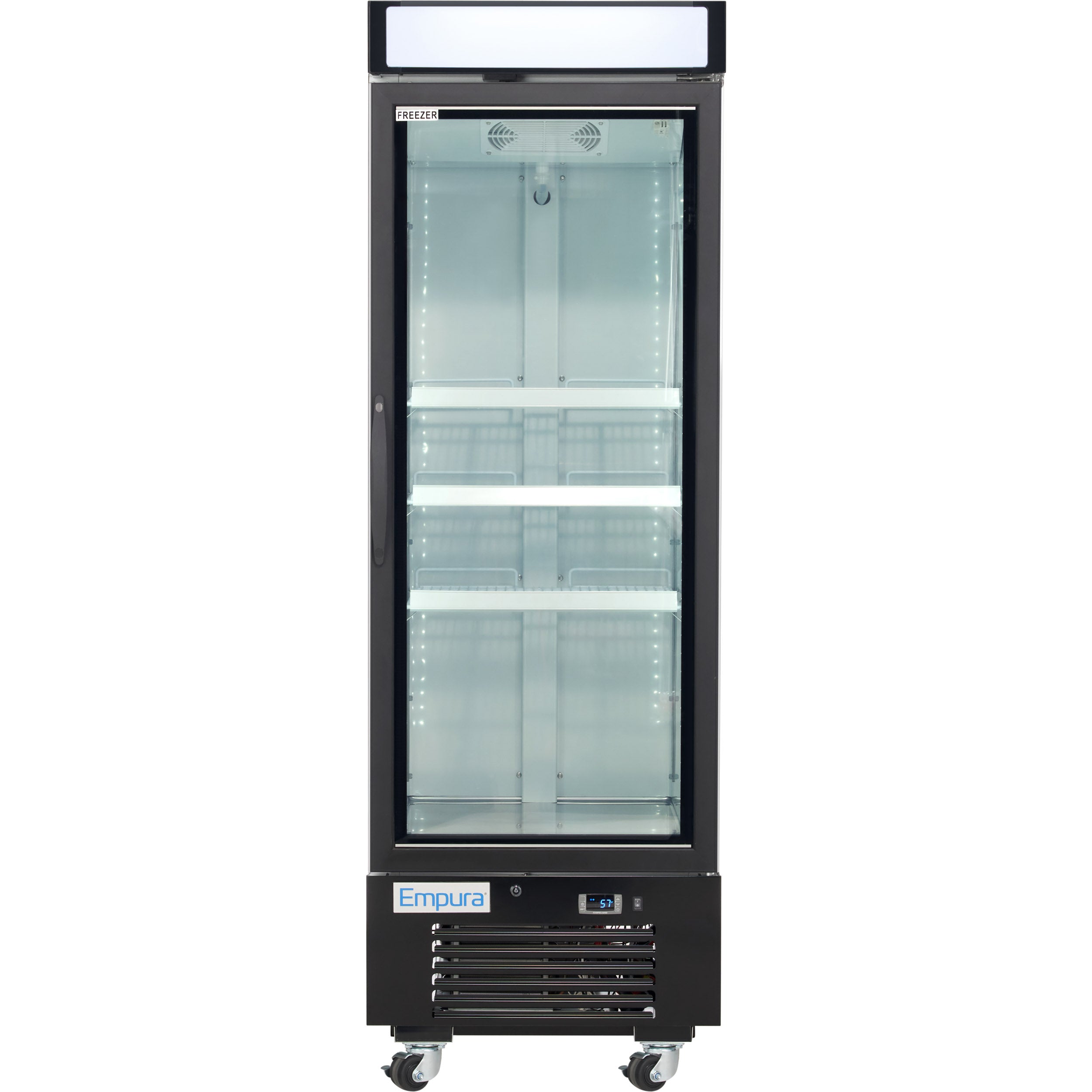 25" White Swing Commercial Glass Door Merchandiser Freezer with ClearKeeper™ Glass