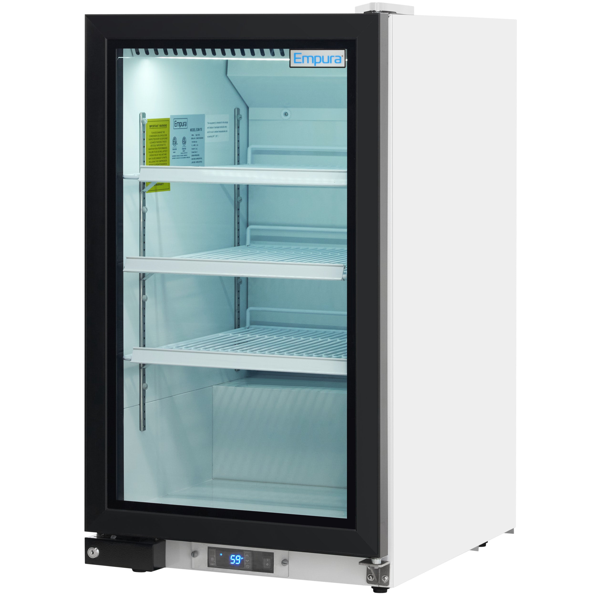 26" Countertop White Swing Commercial Glass Door Merchandiser Refrigerator with ClearKeeper™ Glass - 7 cu ft