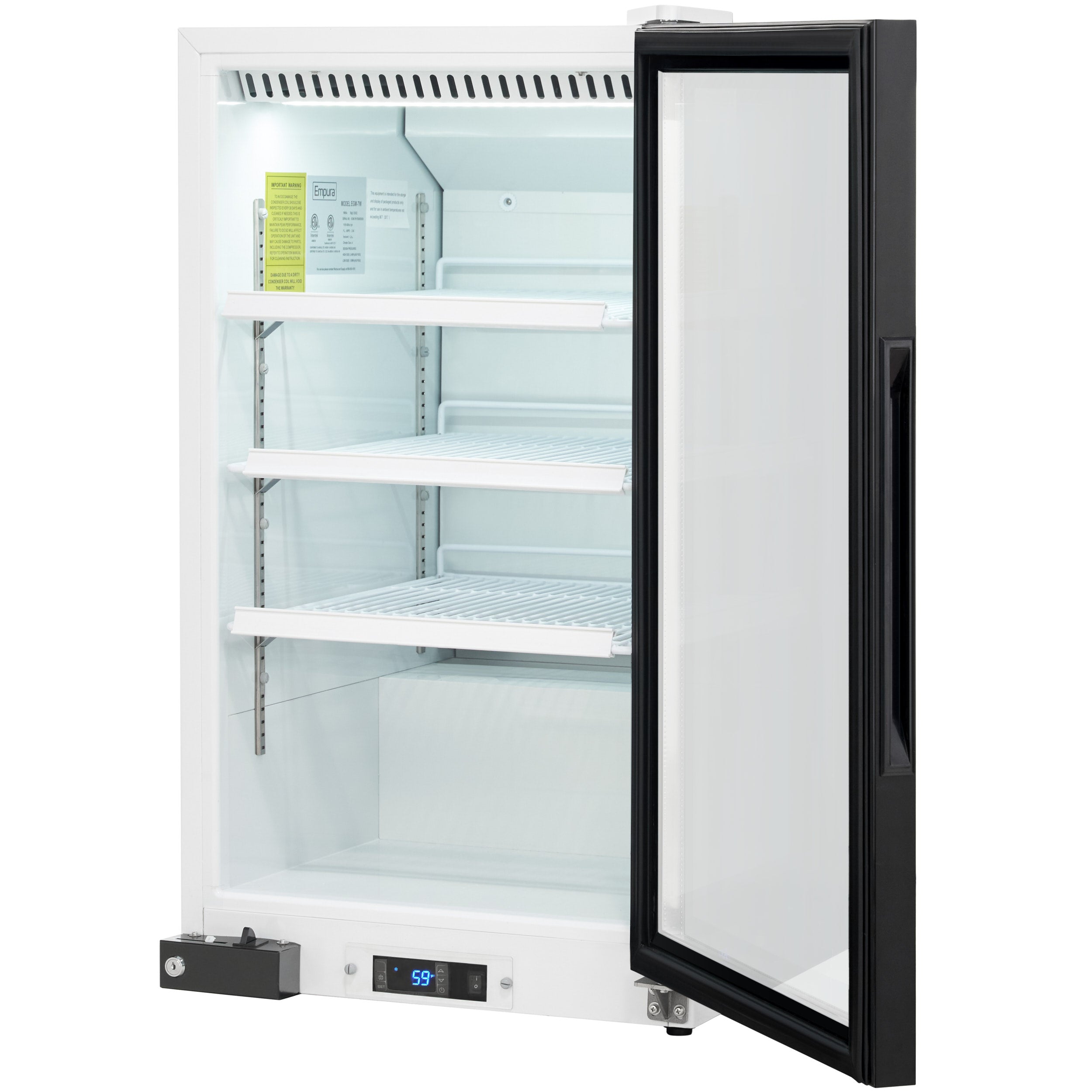 26" Countertop White Swing Commercial Glass Door Merchandiser Refrigerator with ClearKeeper™ Glass - 7 cu ft
