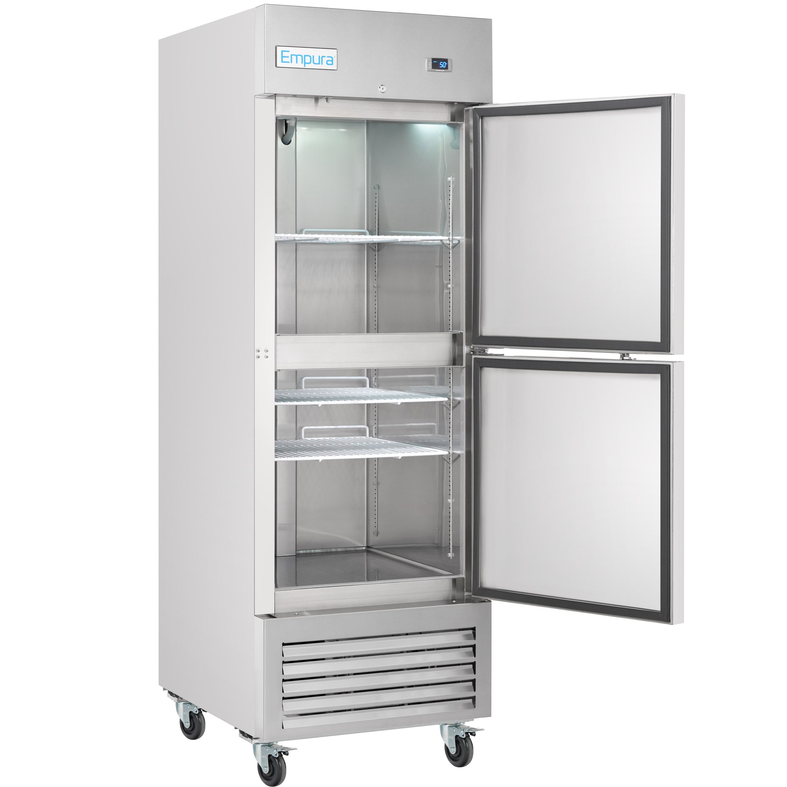 27" Commercial 1 Half Door Stainless Steel Reach-In Freezer
