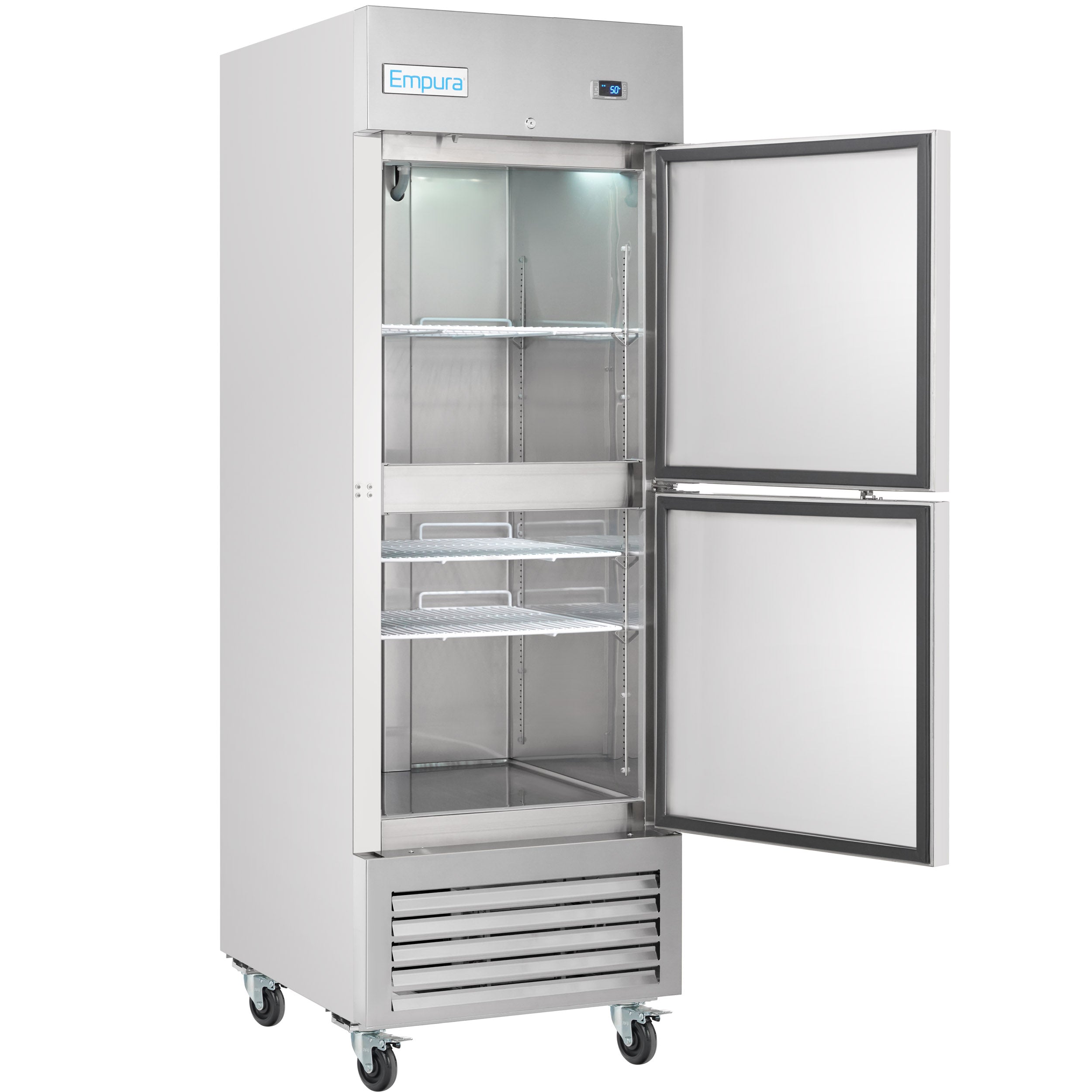 27" Commercial 1 Half Door Stainless Steel Reach-In Refrigerator