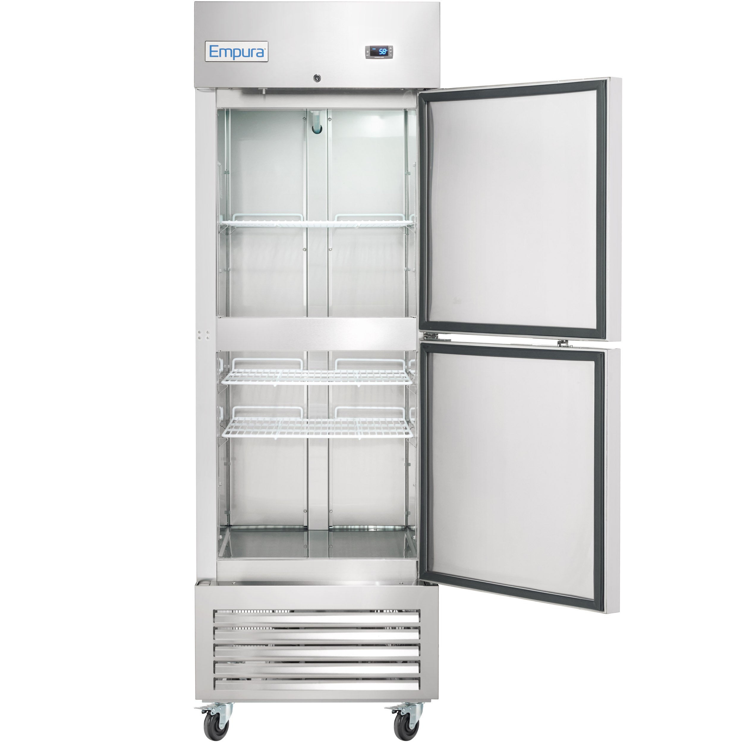 27" Commercial 1 Half Door Stainless Steel Reach-In Refrigerator