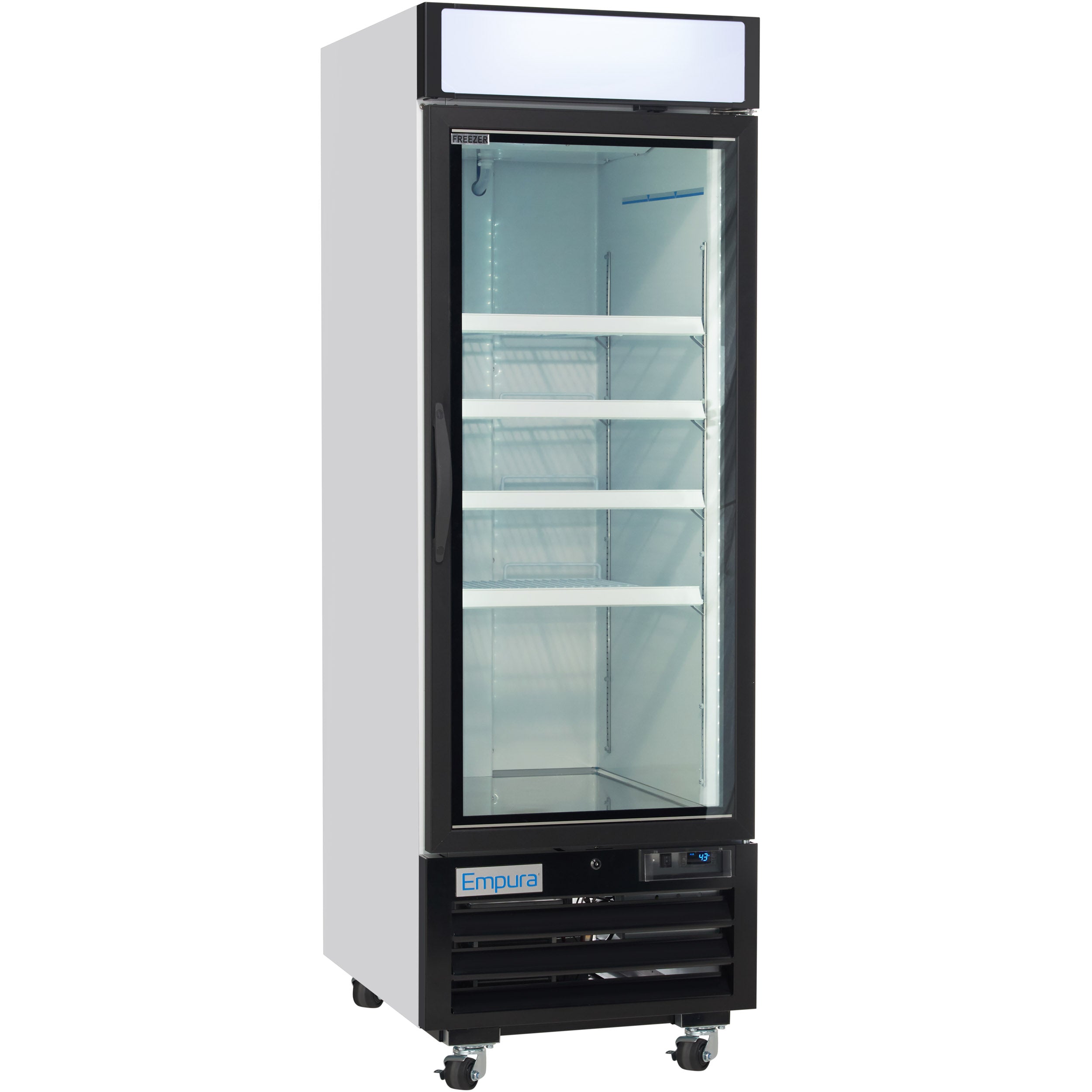 27" White Swing Commercial Glass Door Merchandiser Freezer with ClearKeeper™ Glass