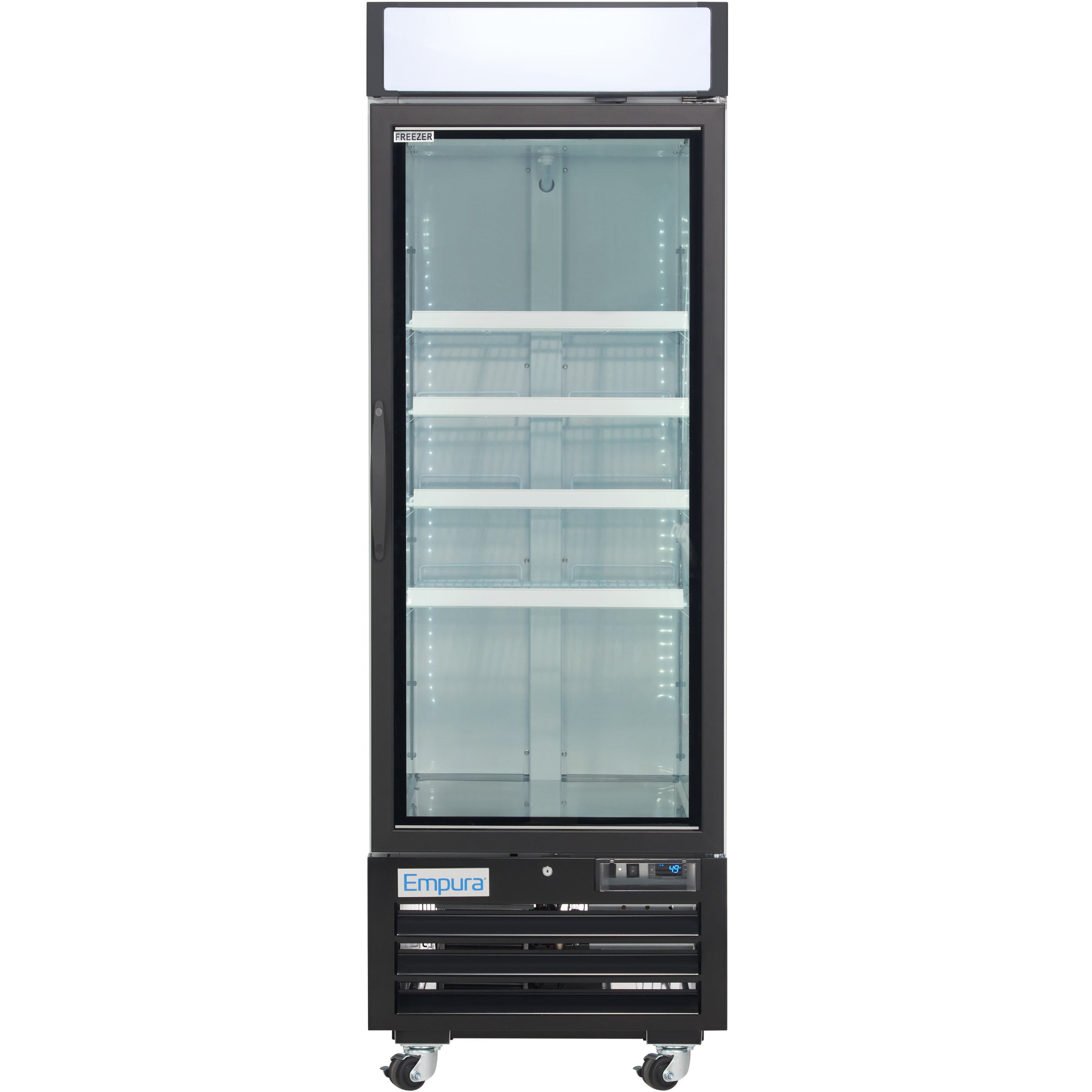 27" White Swing Commercial Glass Door Merchandiser Freezer with ClearKeeper™ Glass