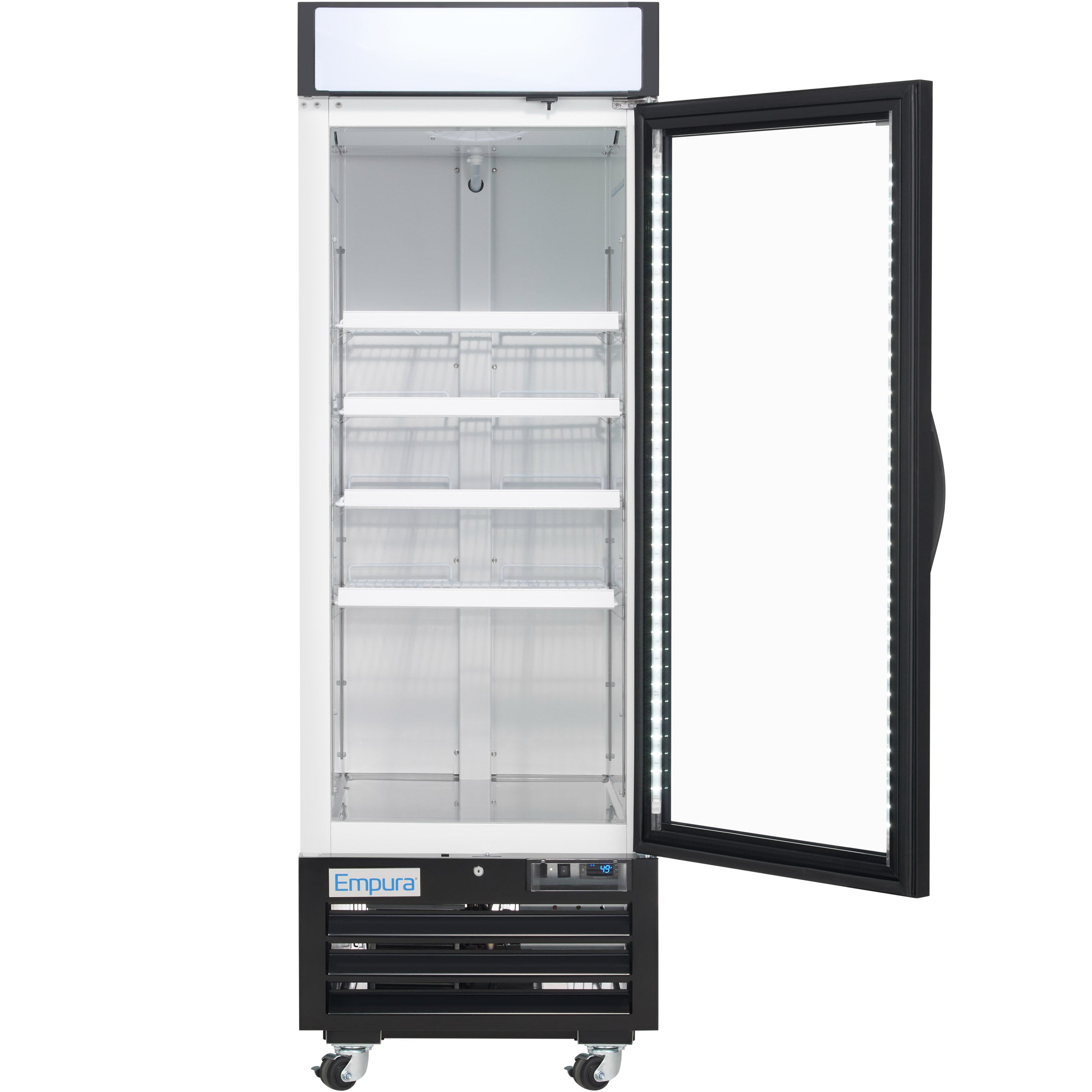 27" White Swing Commercial Glass Door Merchandiser Freezer with ClearKeeper™ Glass