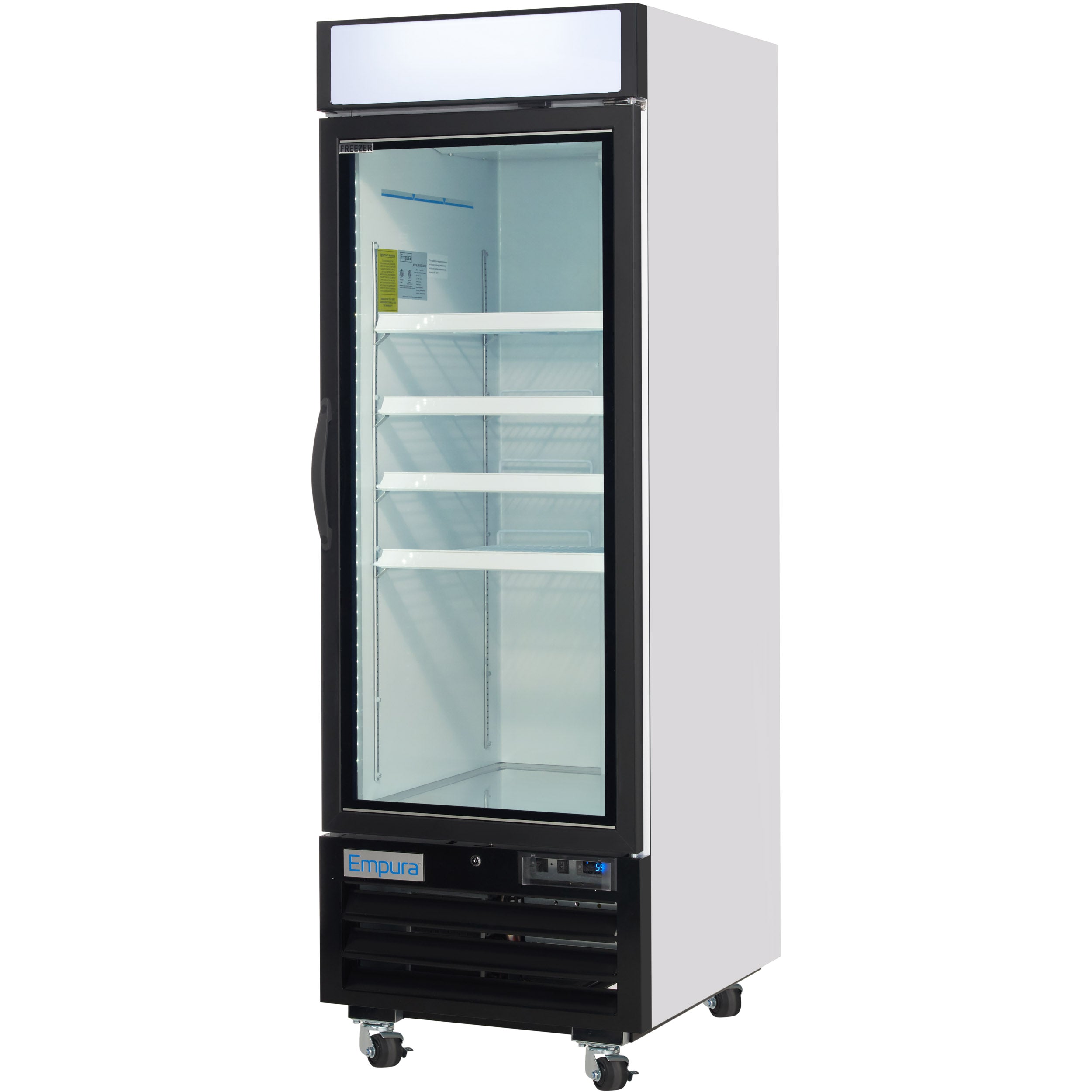 27" White Swing Commercial Glass Door Merchandiser Freezer with ClearKeeper™ Glass