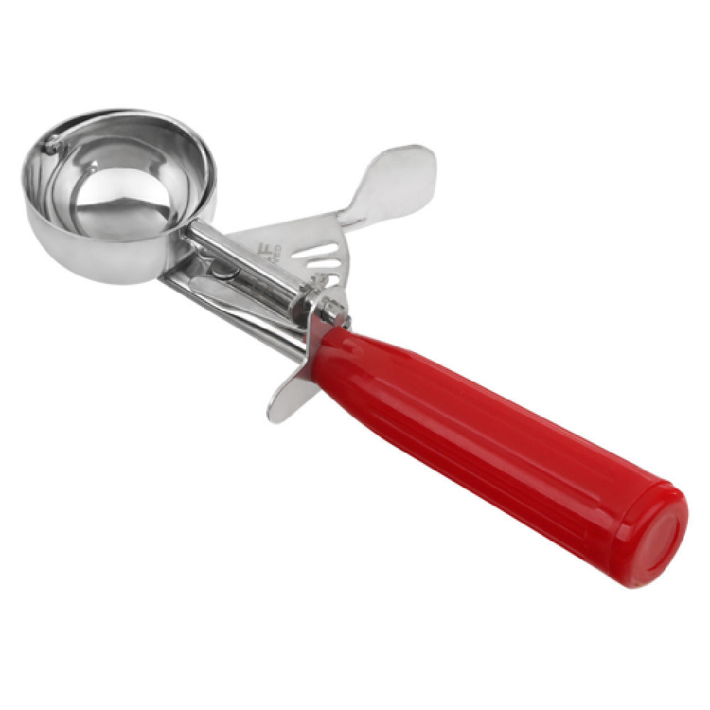 1.33 Oz Stainless Steel Disher Thumb Press Scoop with Red Handle