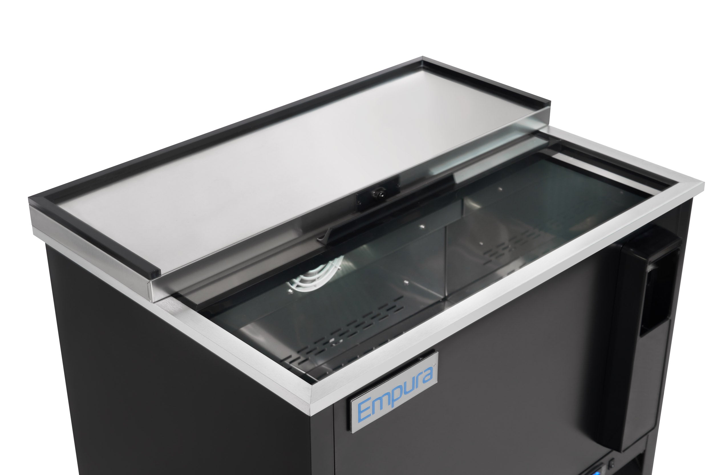 37" Powder Coated Black Stainless Steel Commercial Horizontal Bottle Cooler