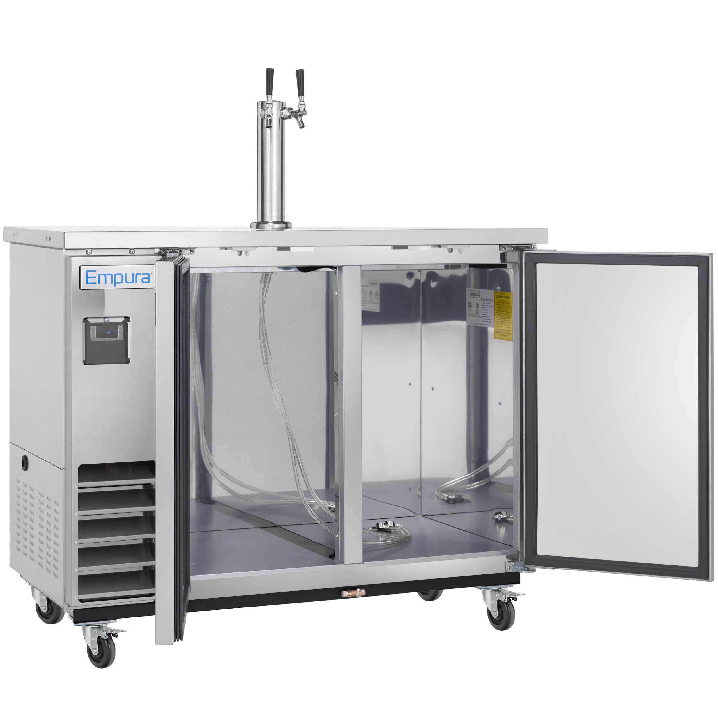 49" Double Tap Commercial Kegerator Beer Dispenser - Stainless Steel, Holds (2) 1/2 Kegs