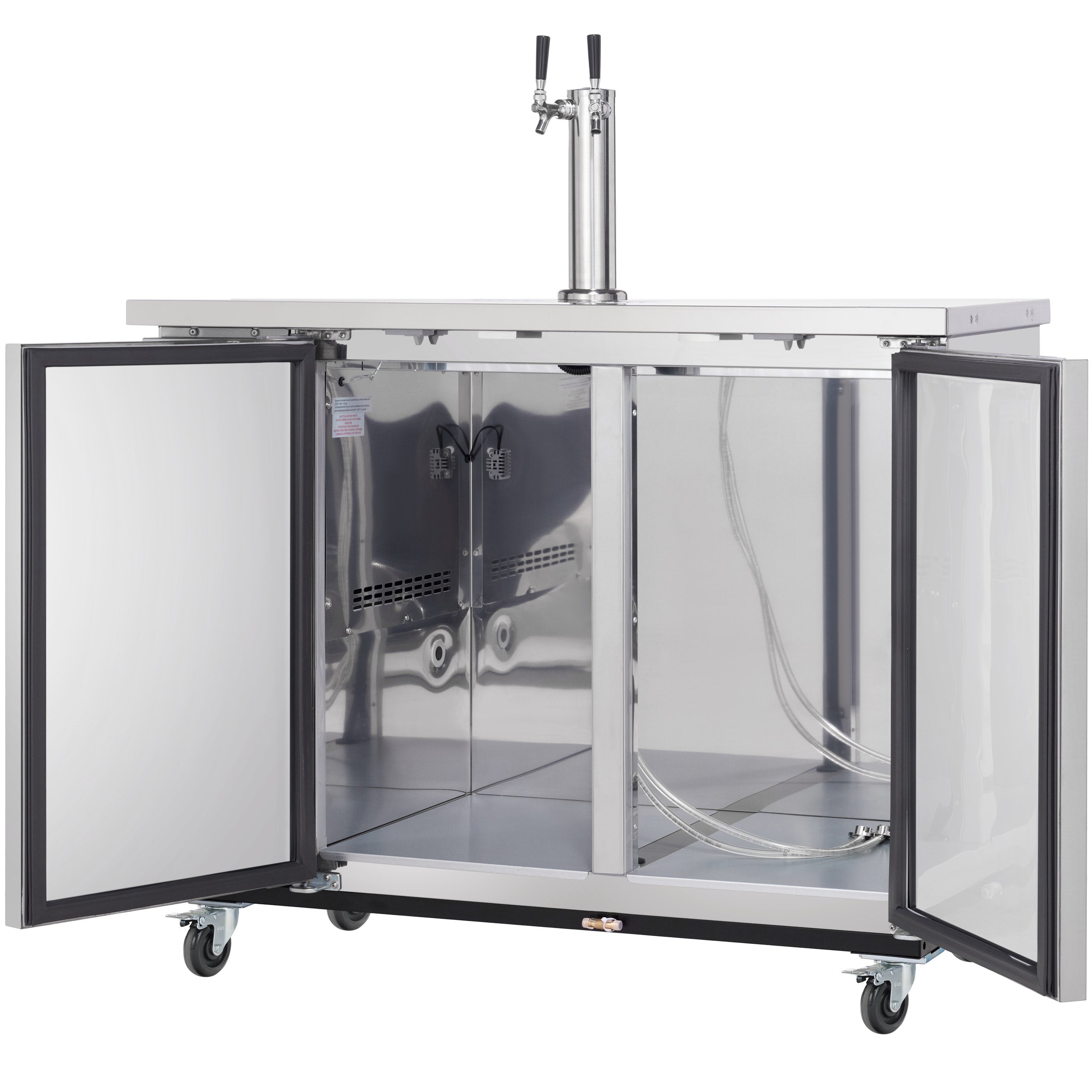 49" Double Tap Commercial Kegerator Beer Dispenser - Stainless Steel, Holds (2) 1/2 Kegs