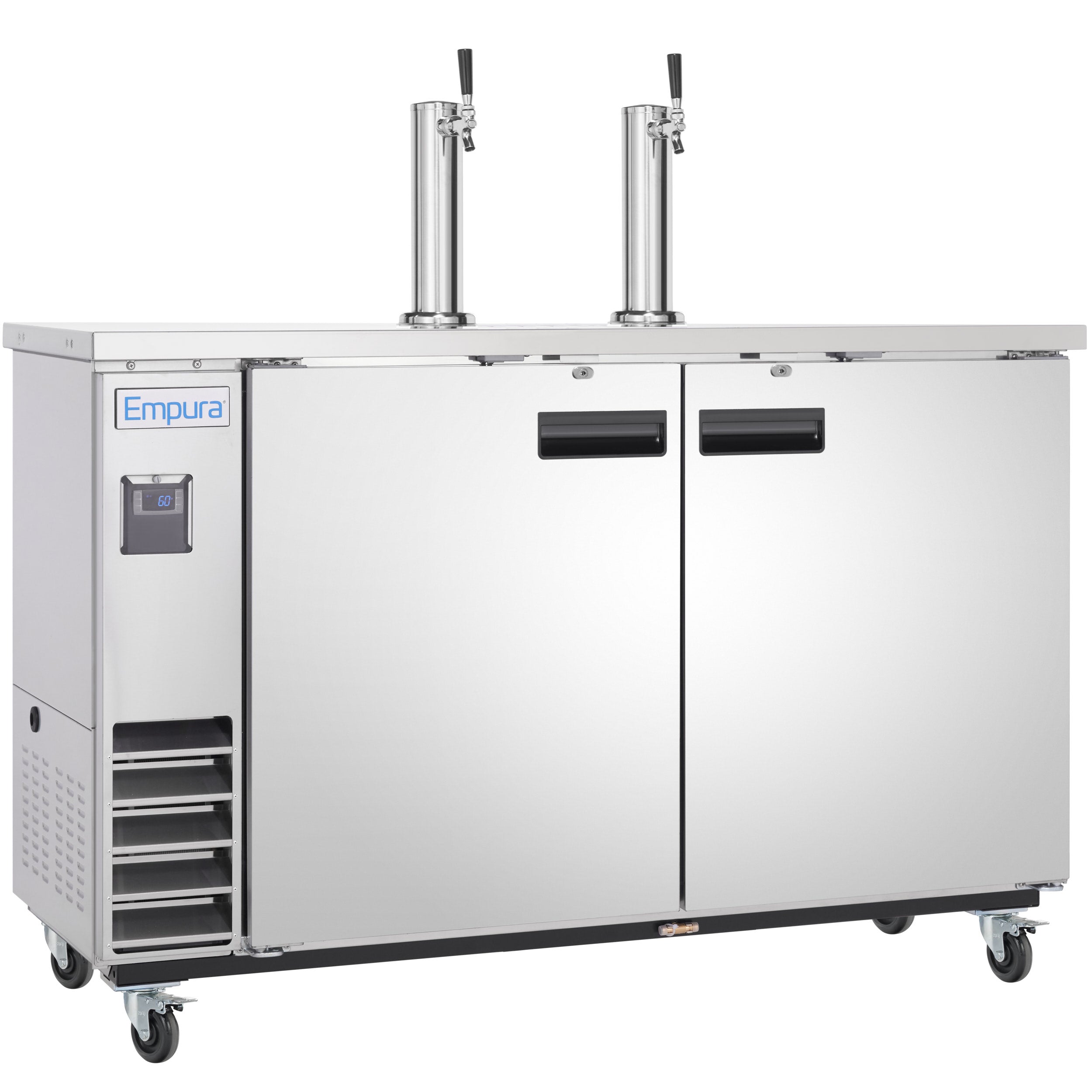 49" Dual Single Tap Commercial Kegerator Beer Dispenser - Stainless Steel, Holds (2) 1/2 Kegs
