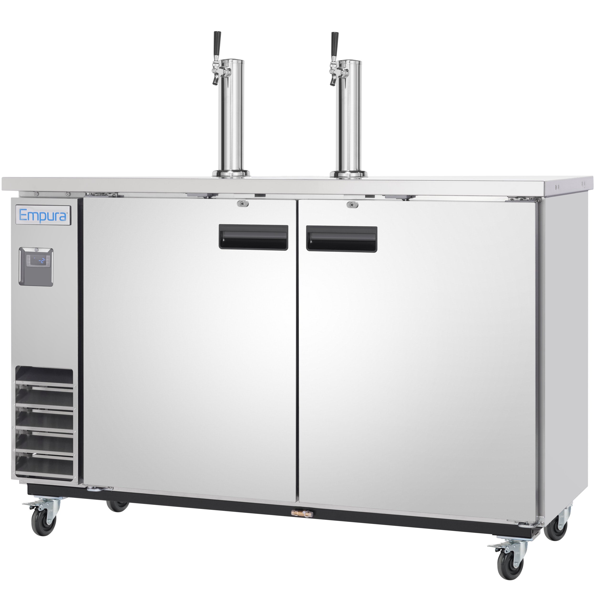 49" Dual Single Tap Commercial Kegerator Beer Dispenser - Stainless Steel, Holds (2) 1/2 Kegs