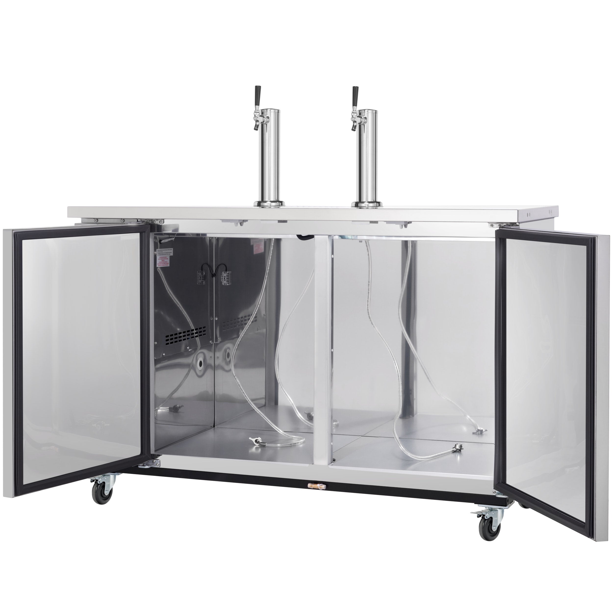 49" Dual Single Tap Commercial Kegerator Beer Dispenser - Stainless Steel, Holds (2) 1/2 Kegs