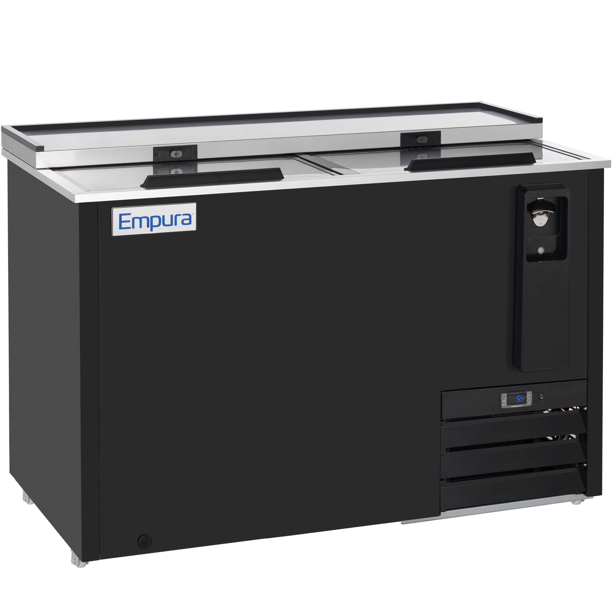 49" Powder Coated Black Stainless Steel Commercial Horizontal Bottle Cooler