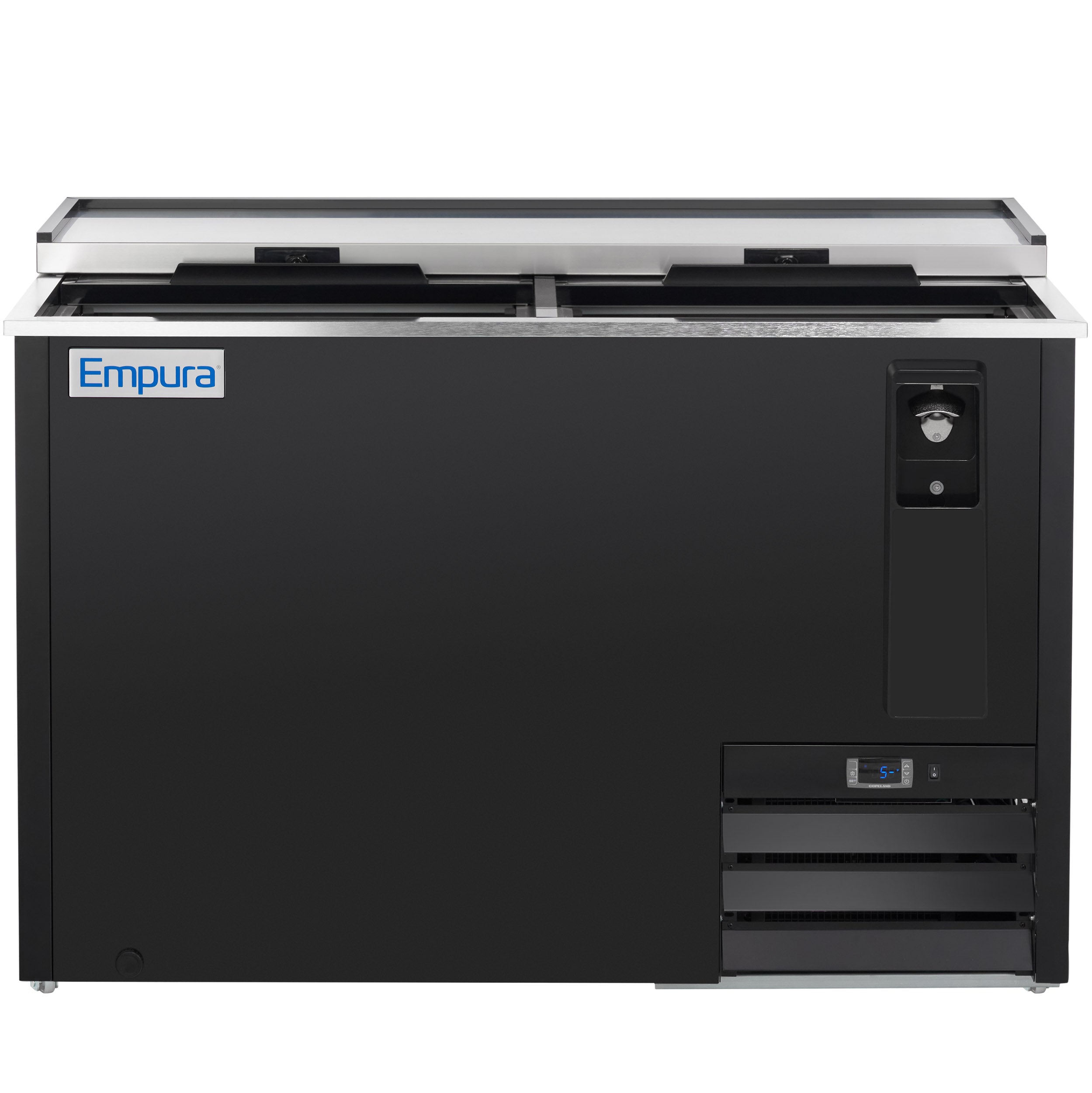 49" Powder Coated Black Stainless Steel Commercial Horizontal Bottle Cooler