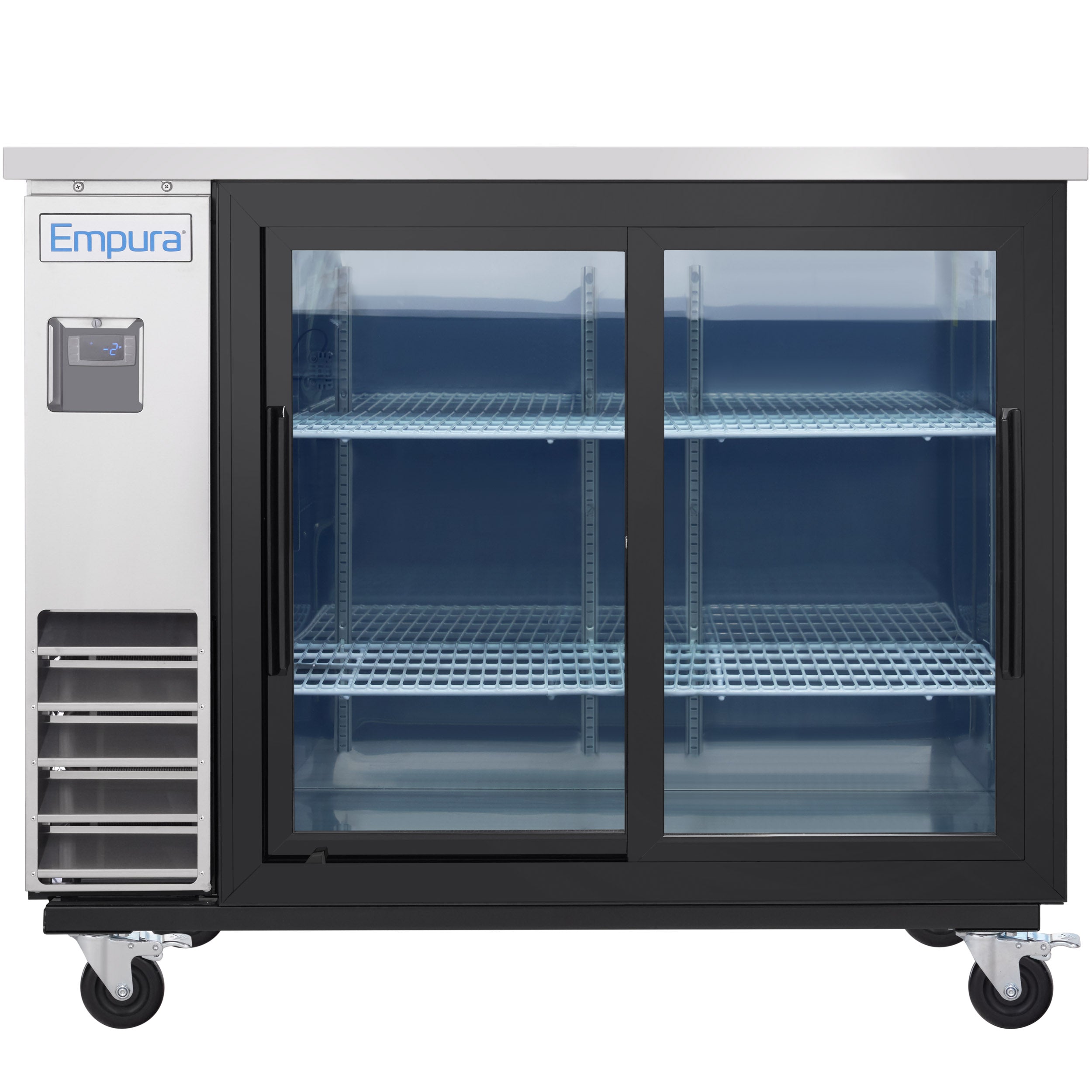 49" x 24" Sliding Glass Door Stainless Steel Commercial Back Bar Refrigerator