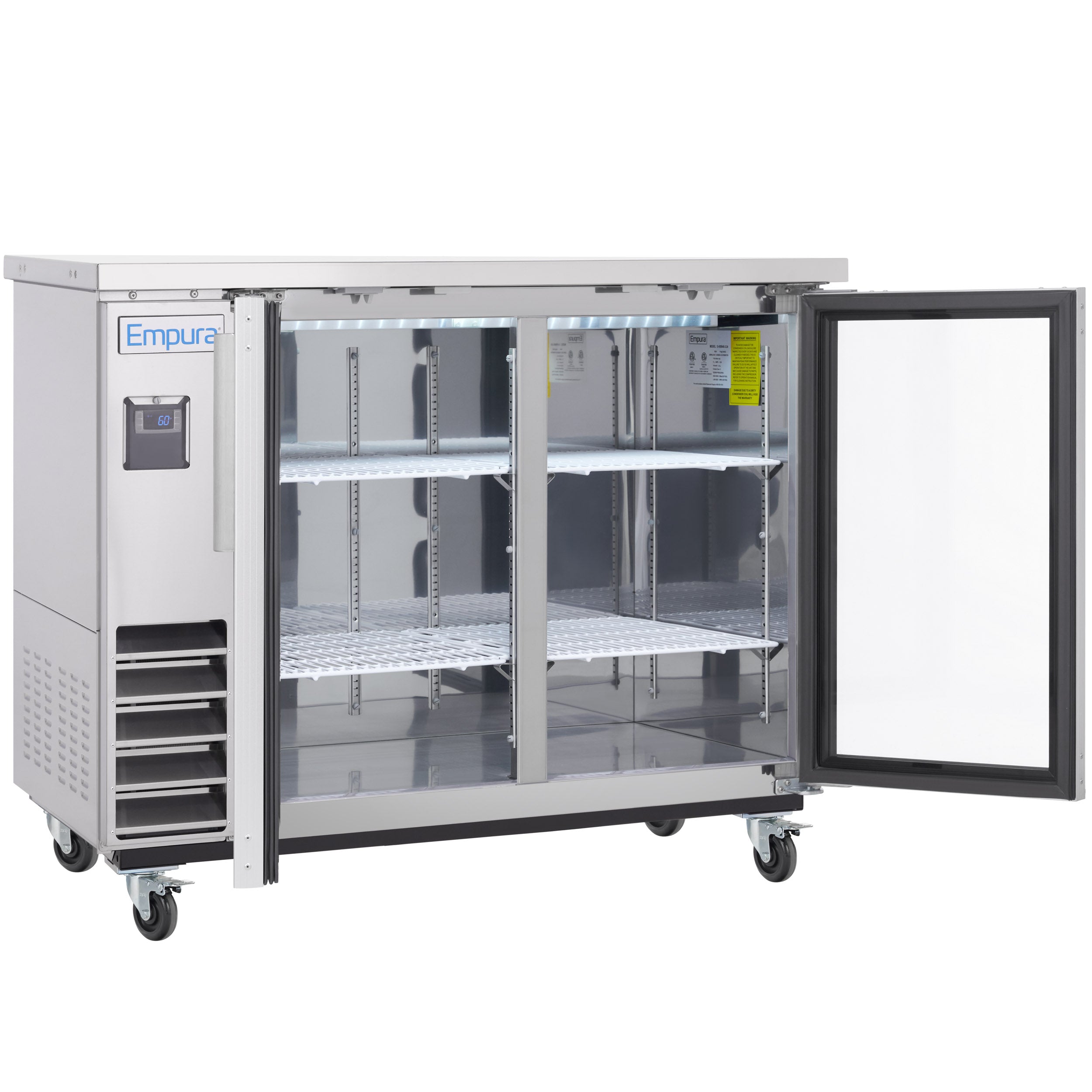 49" x 24" Swing Glass Door Stainless Steel Commercial Back Bar Refrigerator