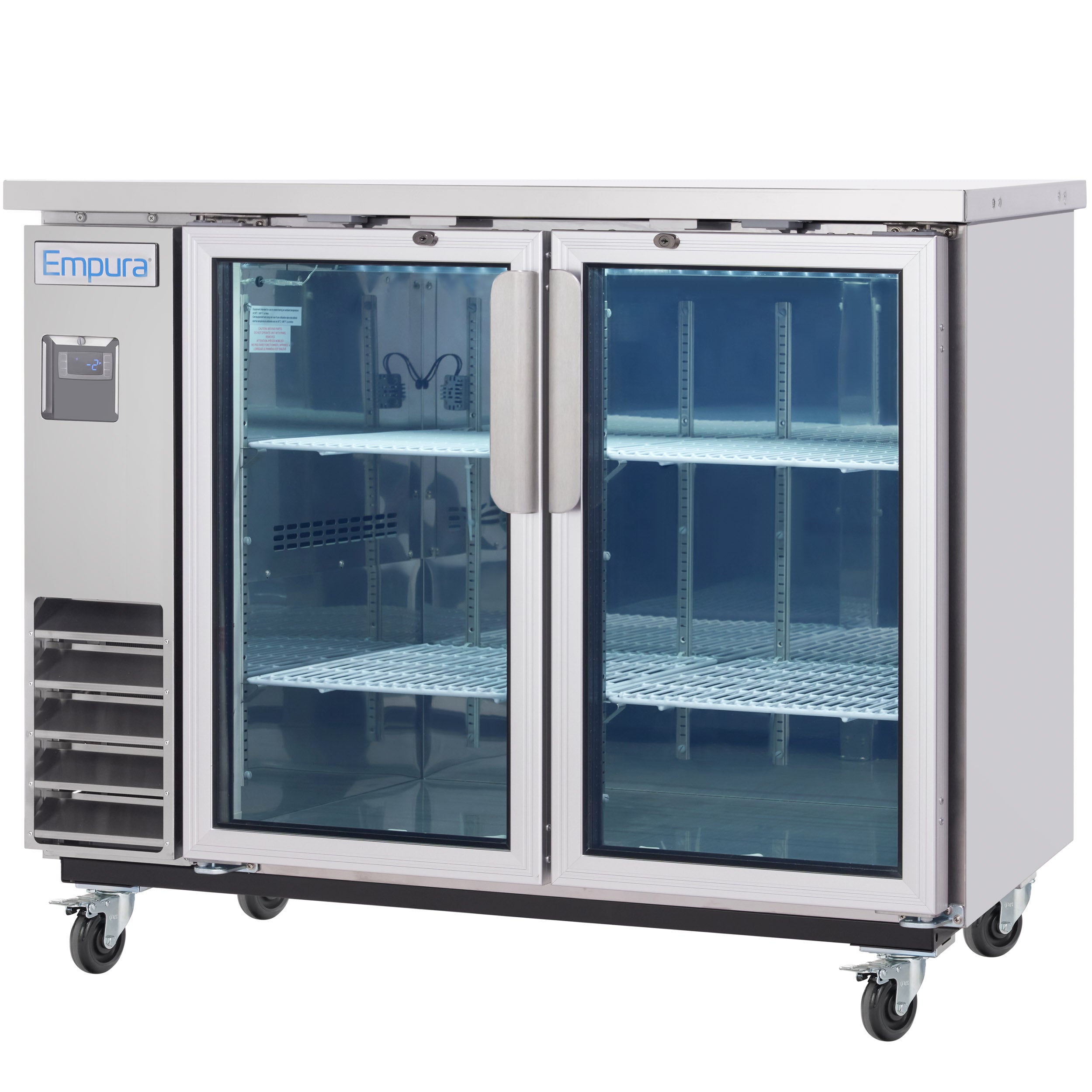 49" x 24" Swing Glass Door Stainless Steel Commercial Back Bar Refrigerator