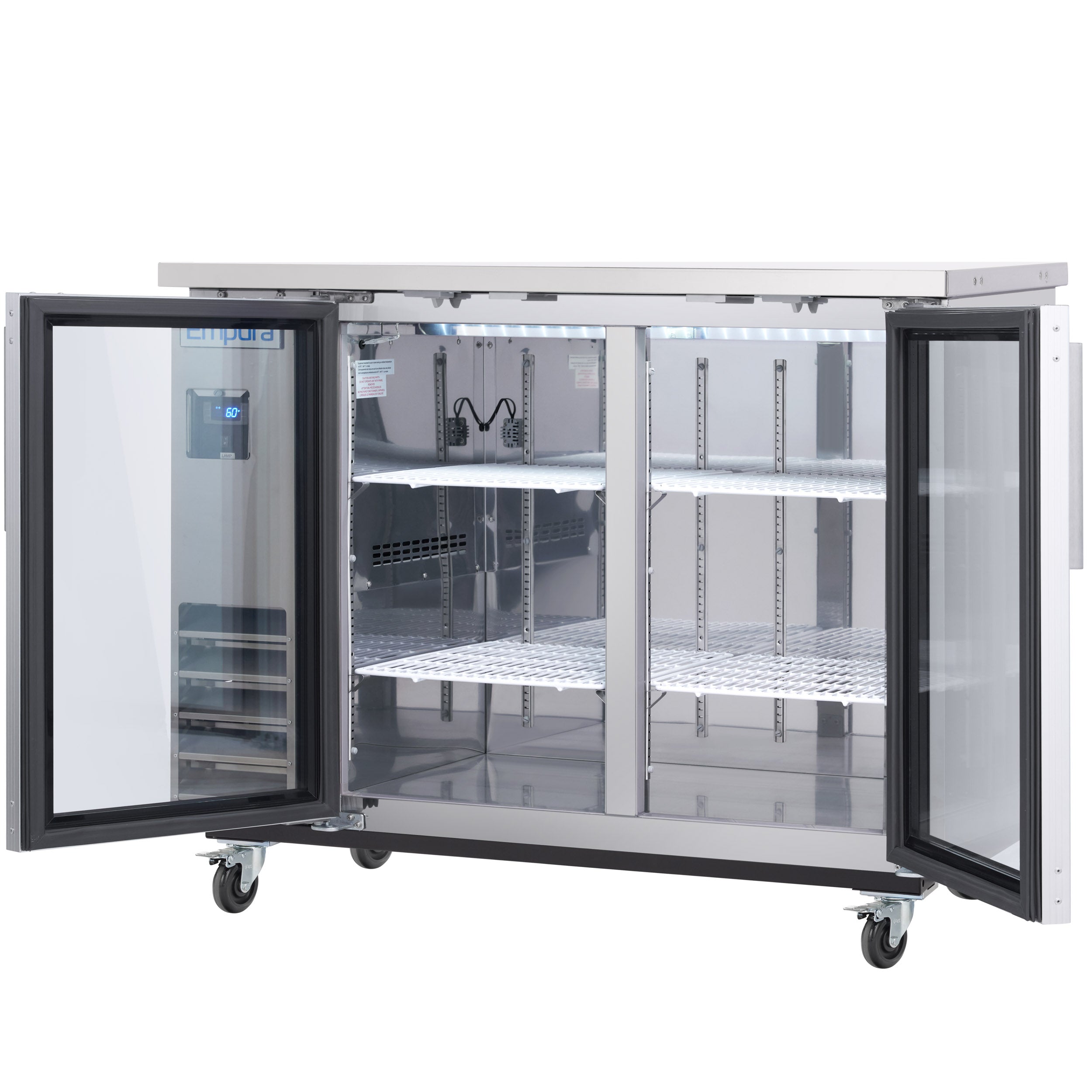 49" x 24" Swing Glass Door Stainless Steel Commercial Back Bar Refrigerator