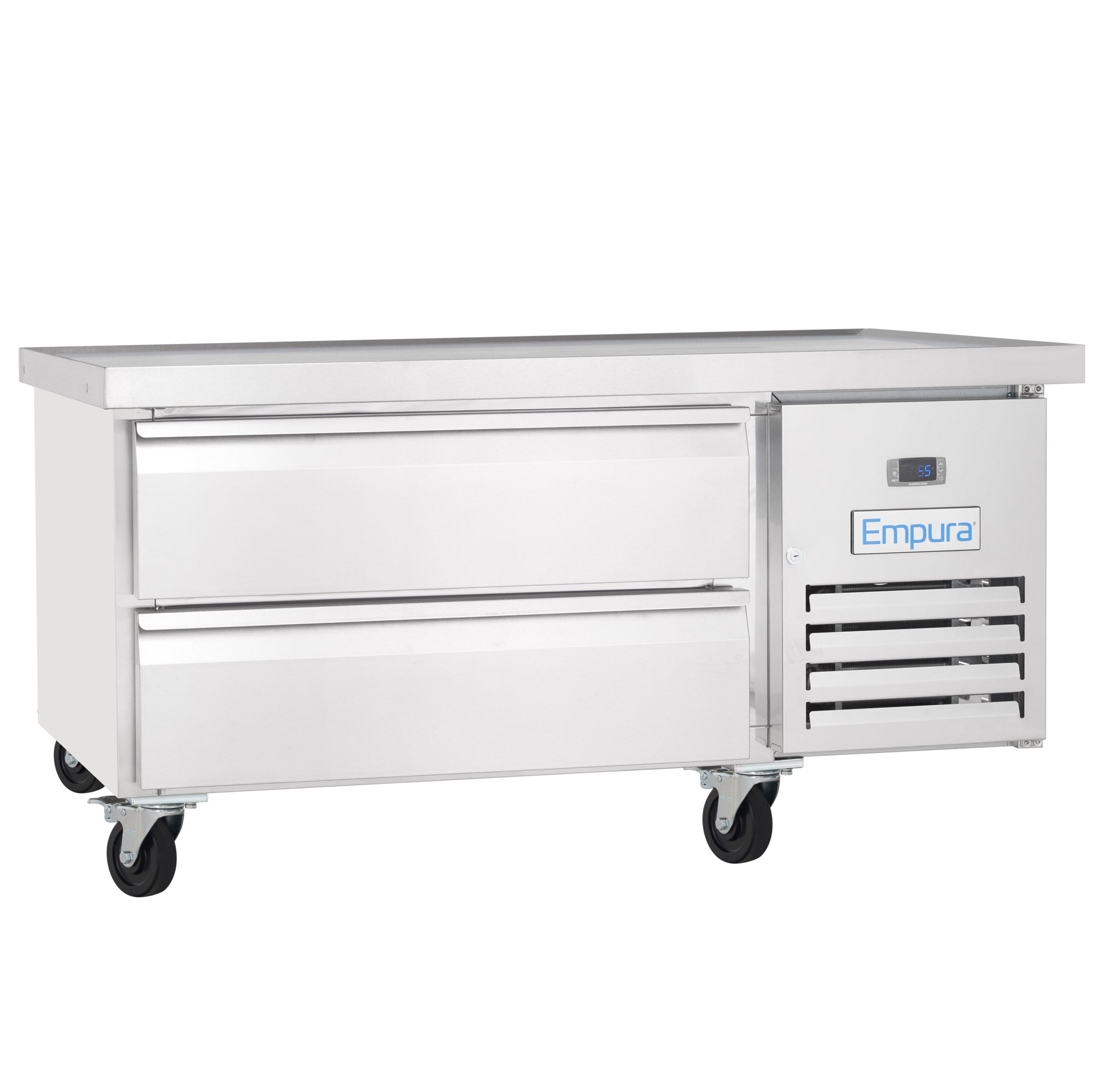 50" 2 Drawer Refrigerated Commercial Chef Base - 6" Depth Pan