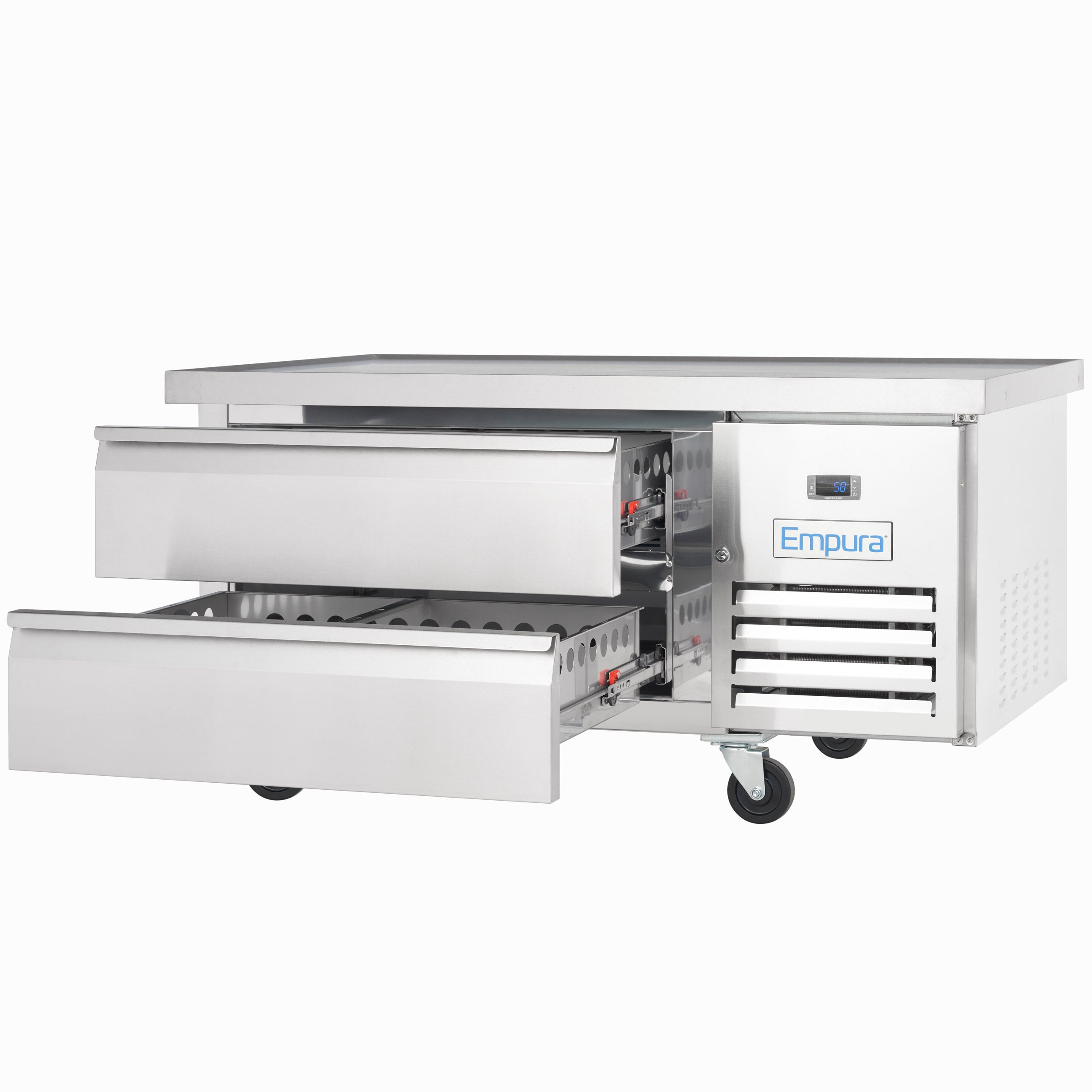 50" 2 Drawer Refrigerated Commercial Chef Base - 6" Depth Pan