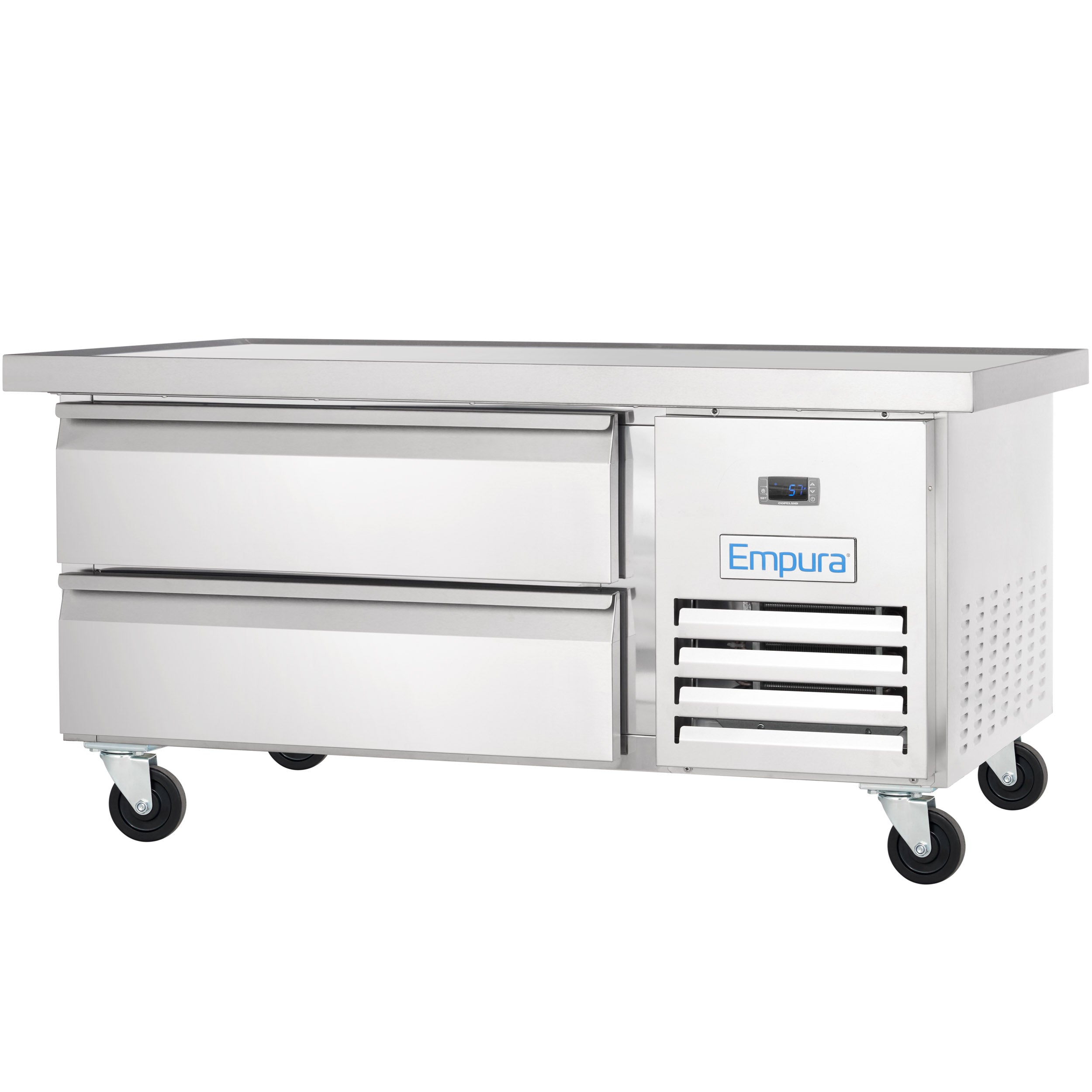 52" 2 Drawer Refrigerated Commercial Chef Base - 6" Depth Pan