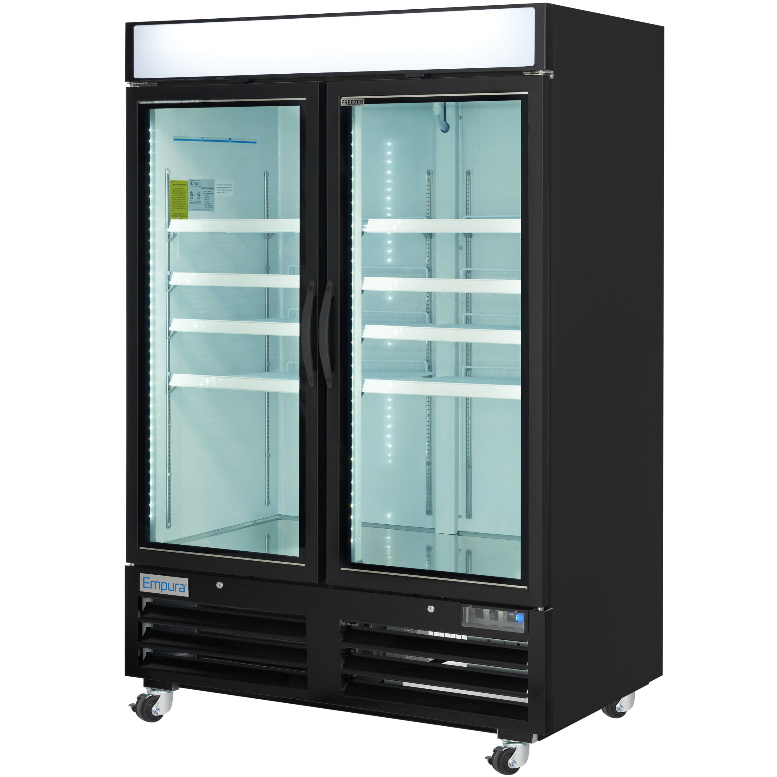 54" Black Swing Commercial Glass Door Merchandiser Freezer with ClearKeeper™ Glass