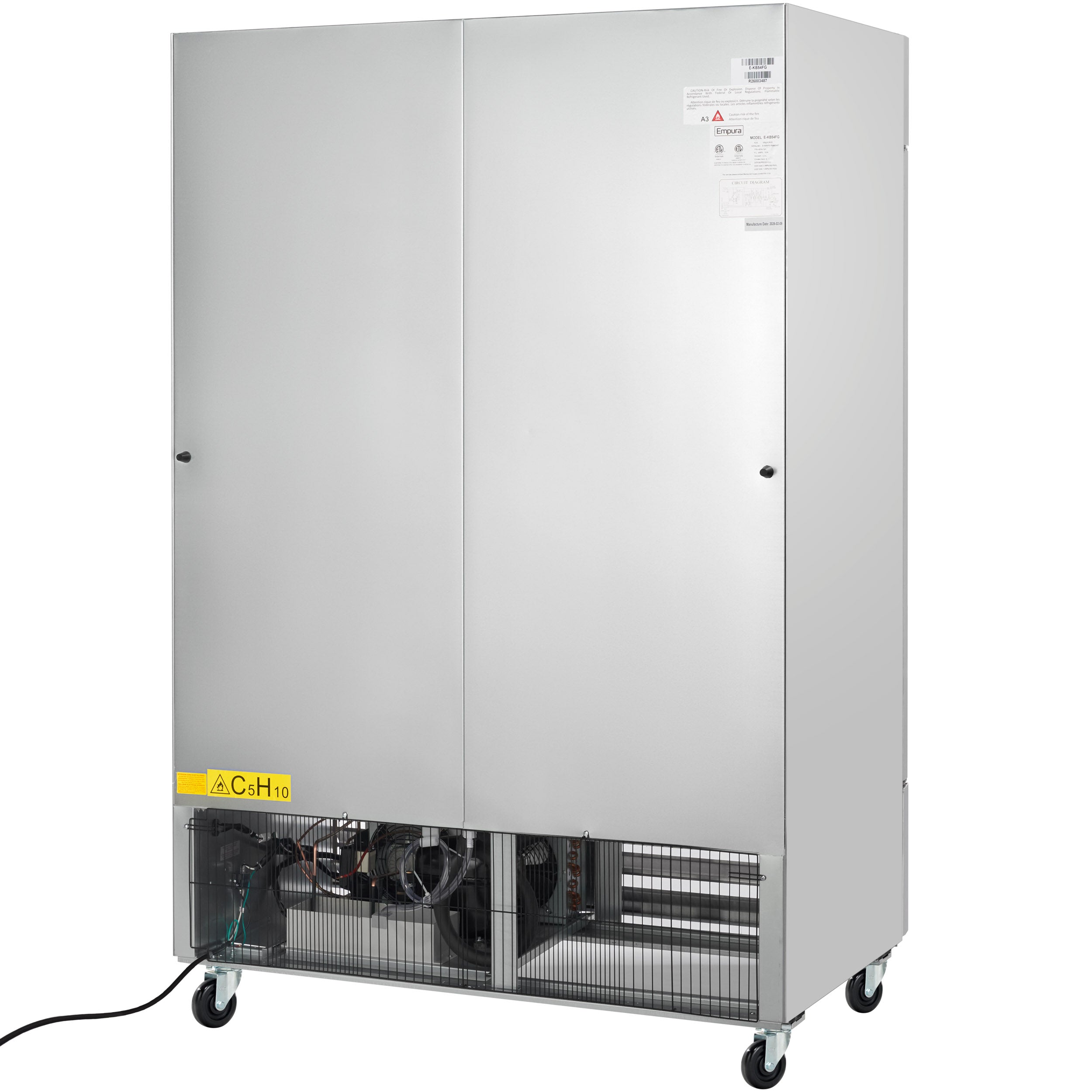 54" Commercial 2 Glass Door Reach-In Freezer